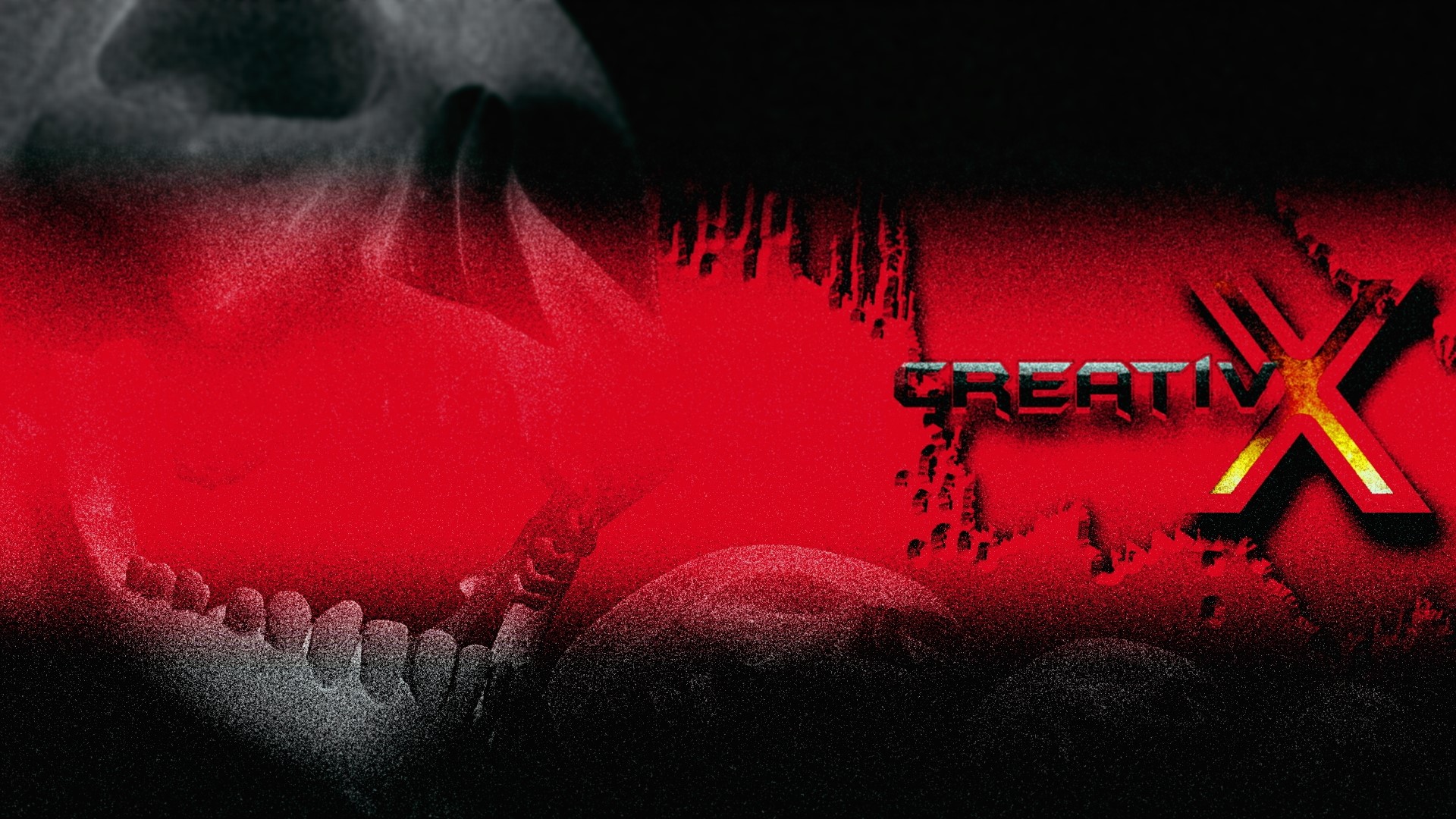 Creative X logo with skull imagery HD Wallpaper