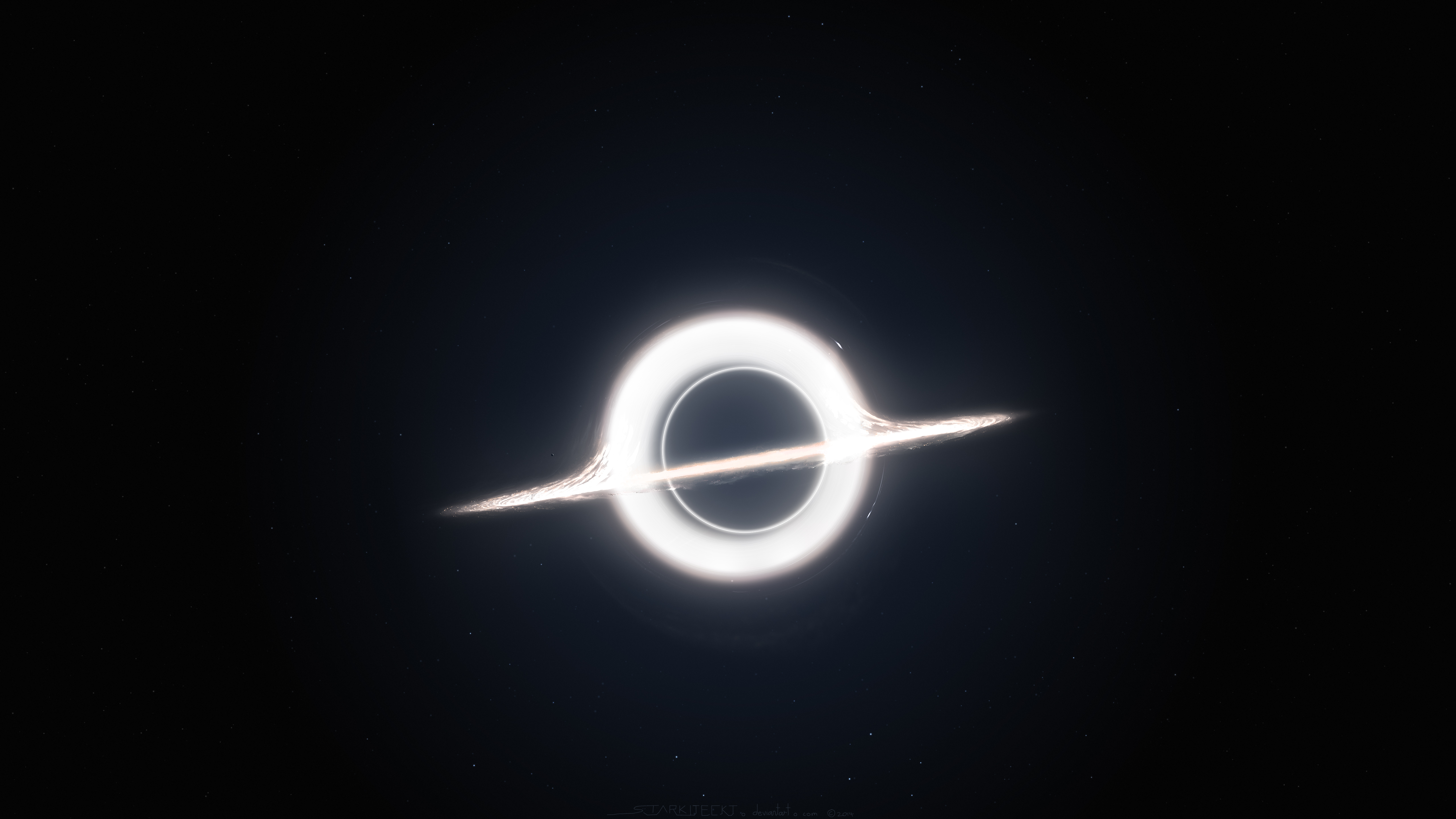Black hole with accretion disk and stars HD Wallpaper