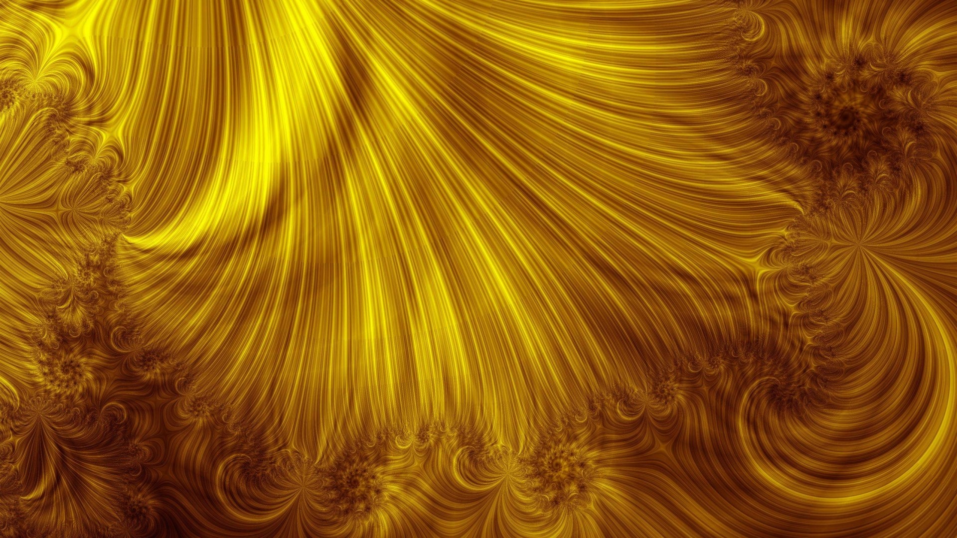 Golden fractal pattern with swirling lines HD Wallpaper
