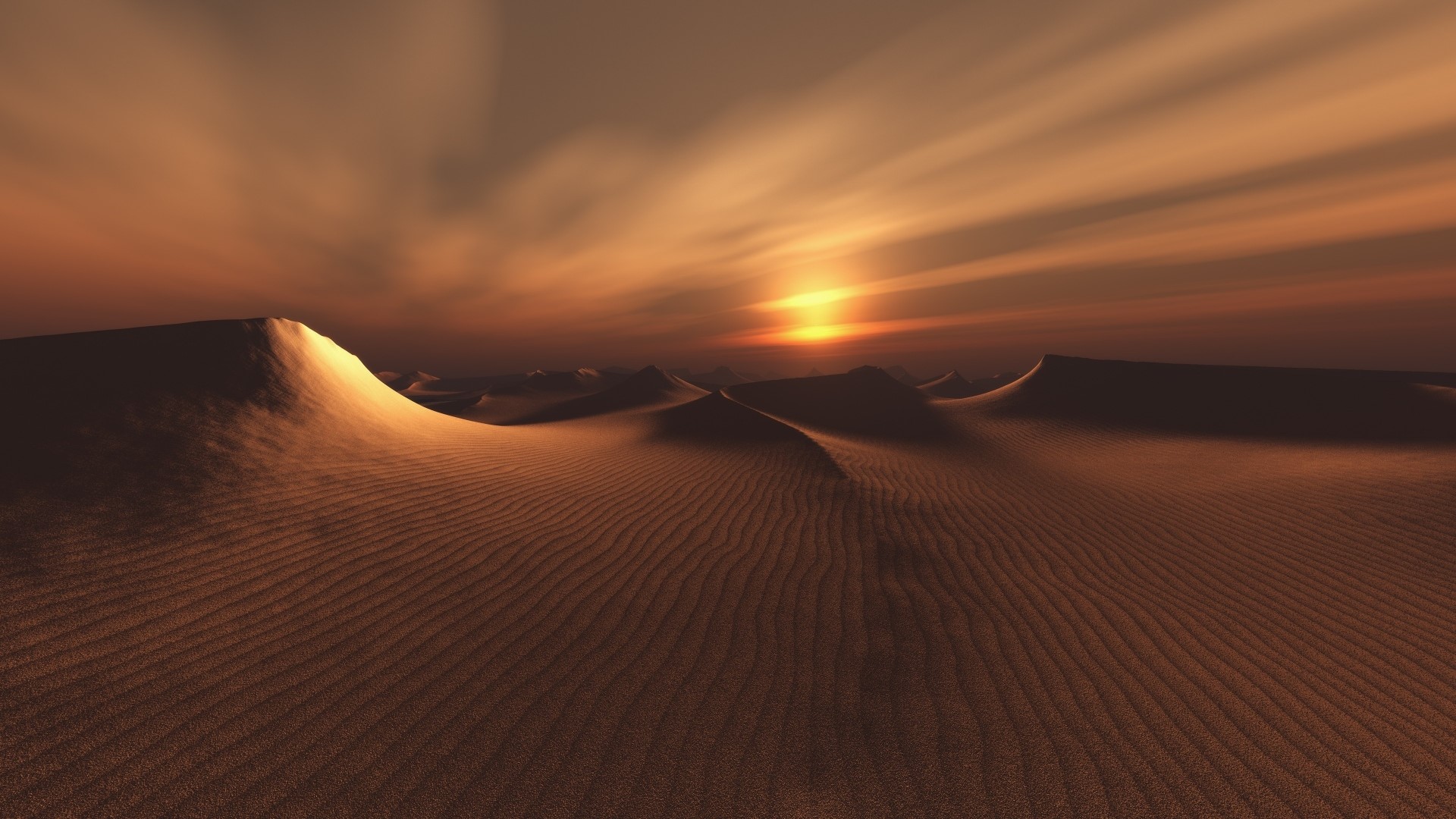Desert dunes at sunset HD Wallpaper