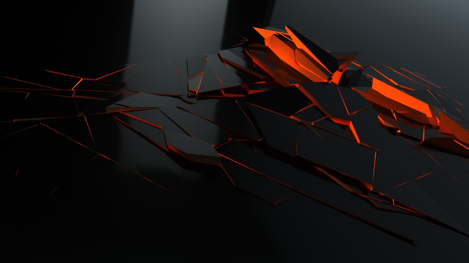 Abstract black and orange shattered surface HD Wallpaper