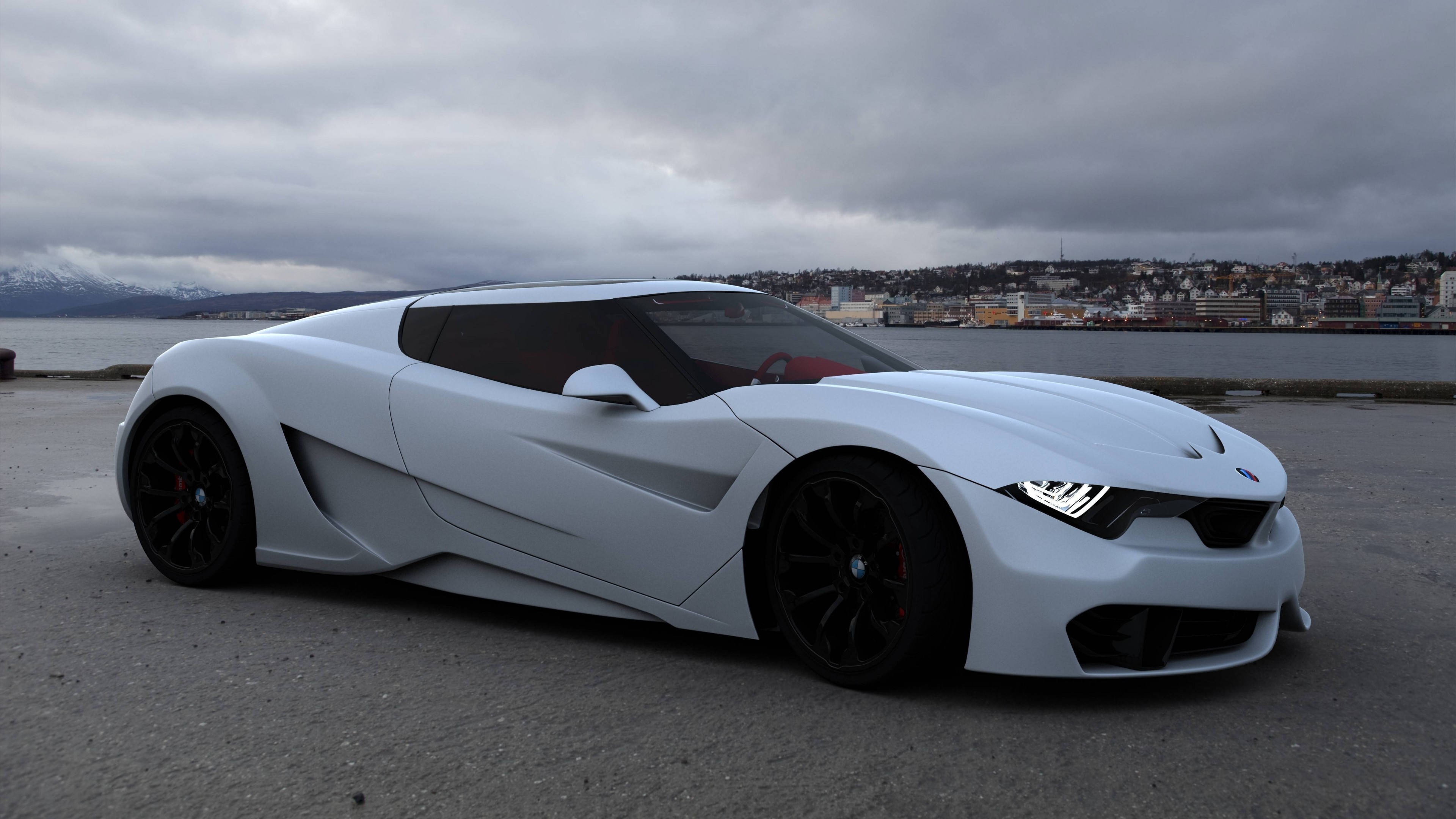 White 4K Concept Car HD Wallpaper