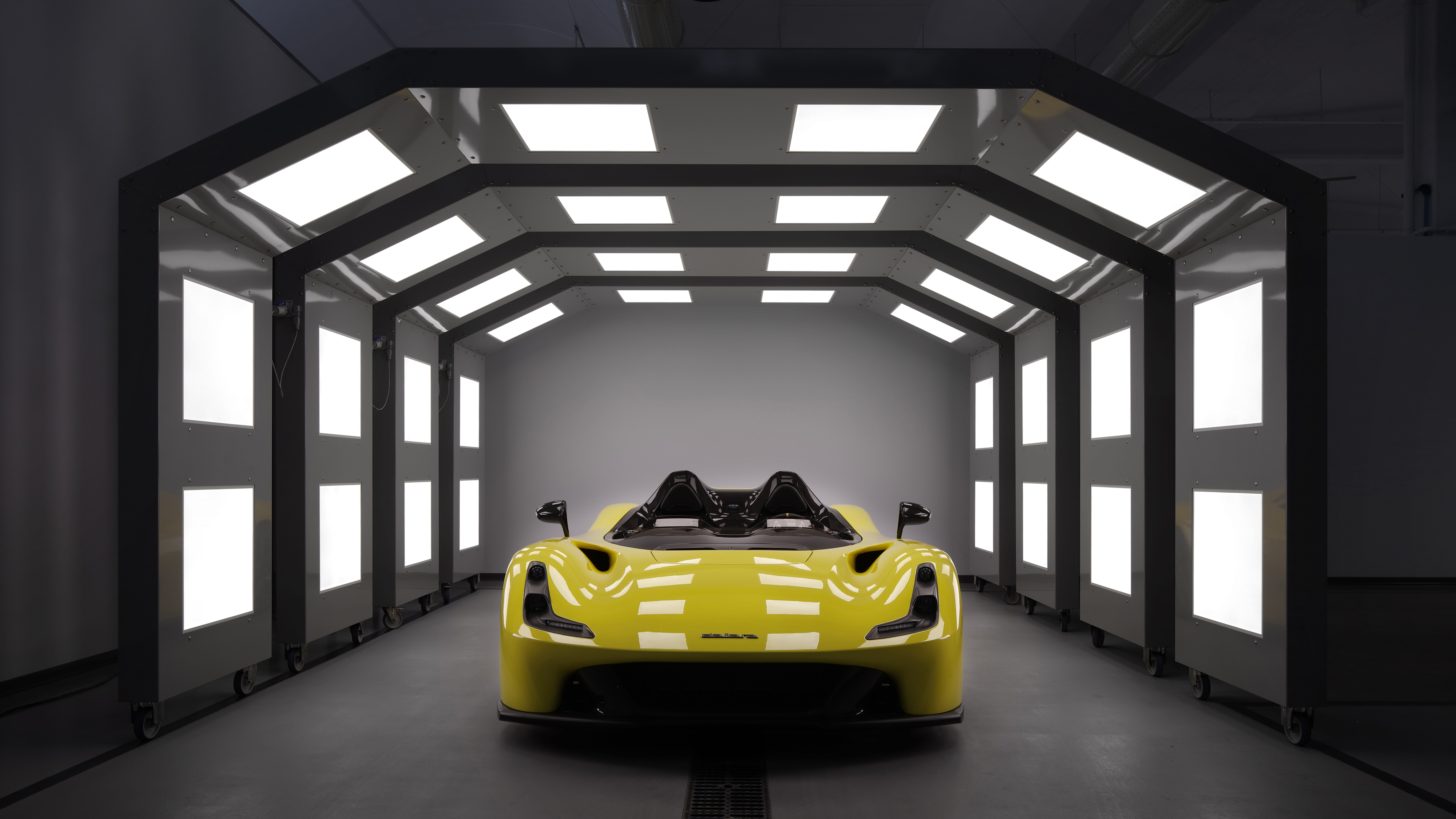 4K Dallara Stradale in a lighting booth HD Wallpaper