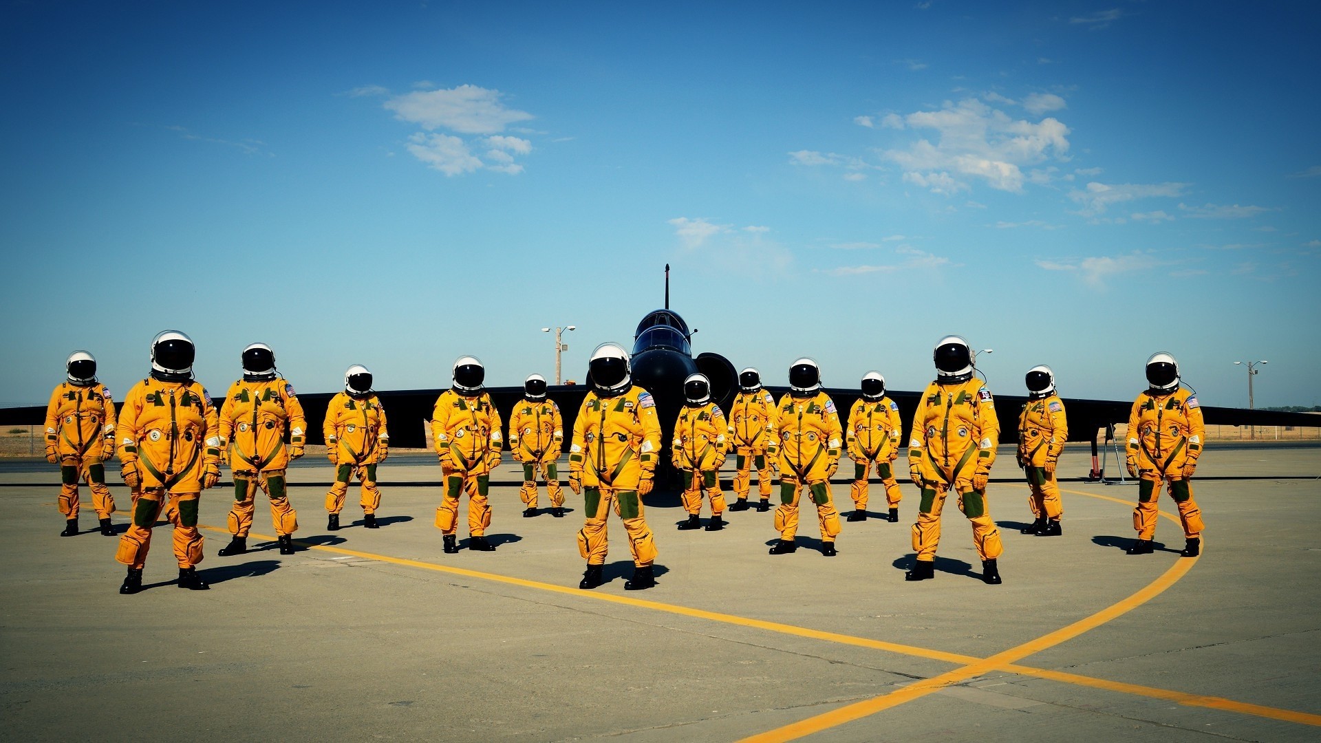 Lockheed U-2 Spy Plane Pilots in Yellow Suits HD Wallpaper
