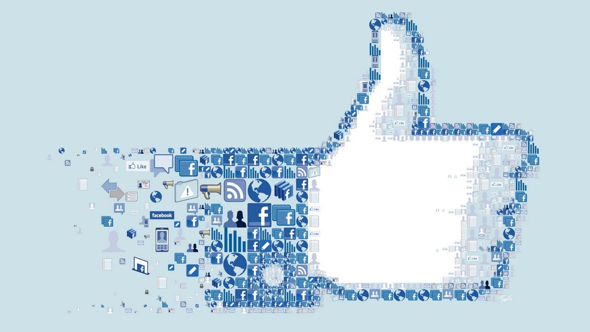 Facebook Like Button made of social media icons HD Wallpaper