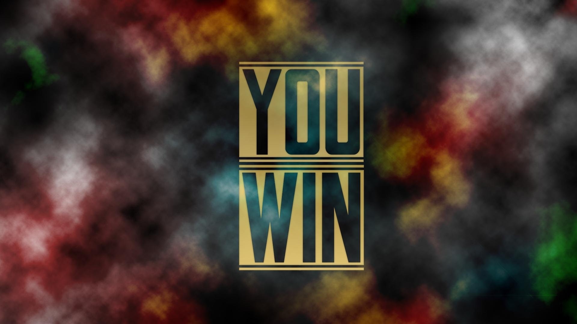 You Win text with colorful smoke background HD Wallpaper