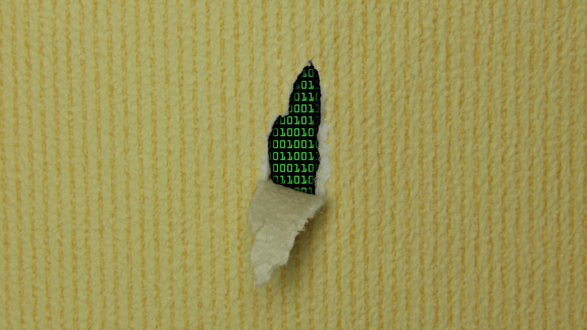Torn wallpaper revealing binary code HD Wallpaper