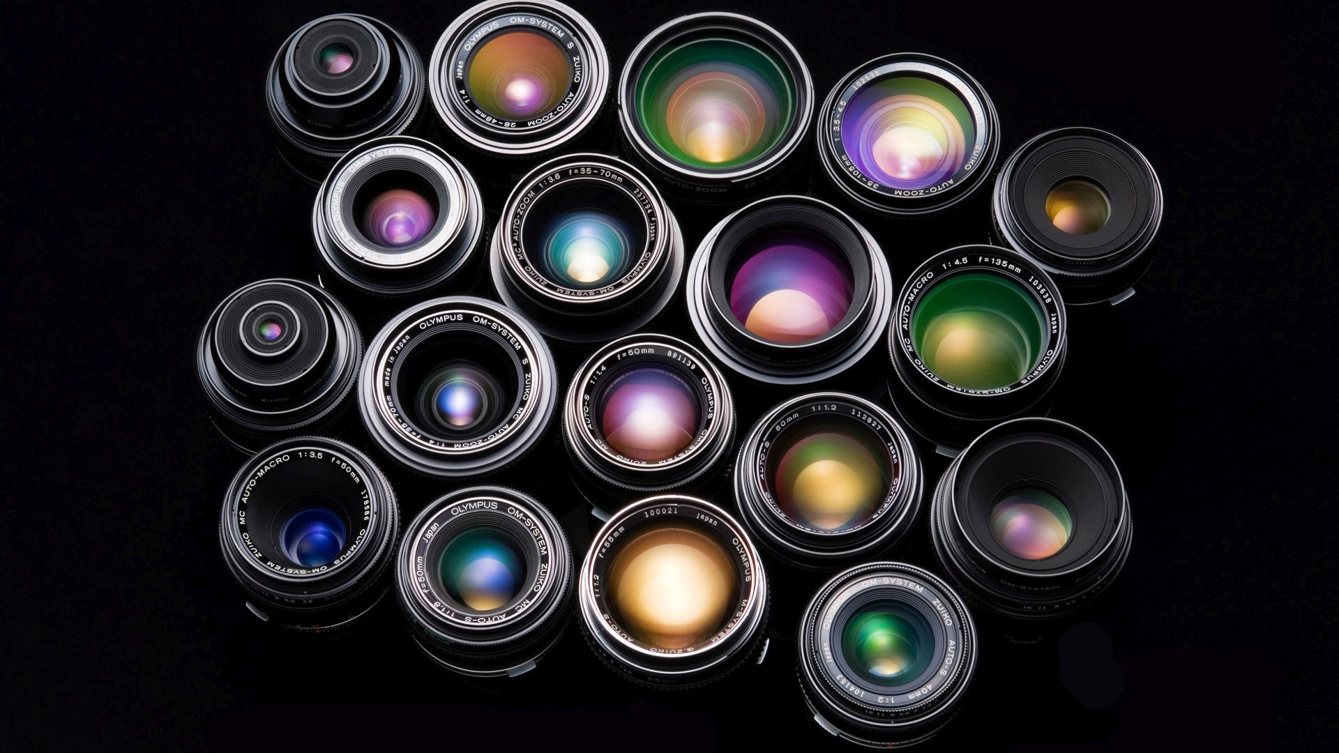 Collection of Olympus camera lenses HD Wallpaper