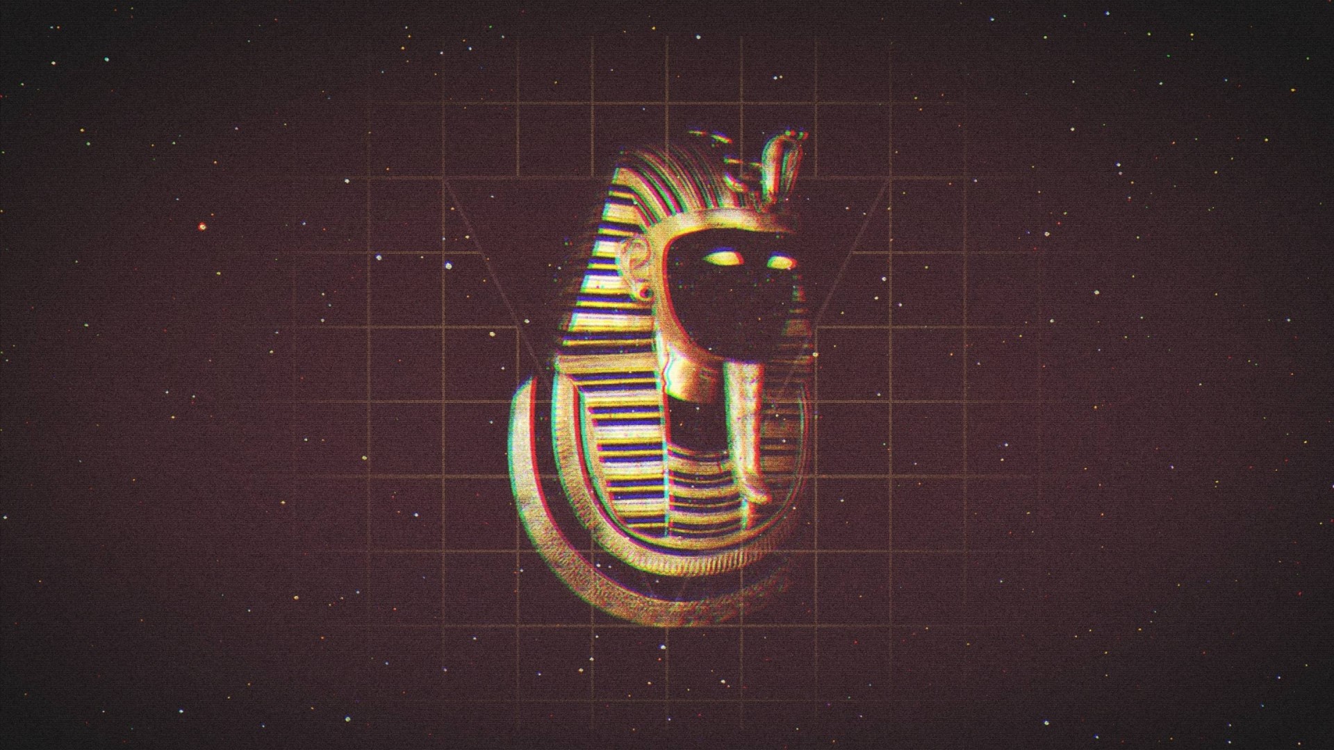 Pharaoh's Mask with Glitch Effect HD Wallpaper