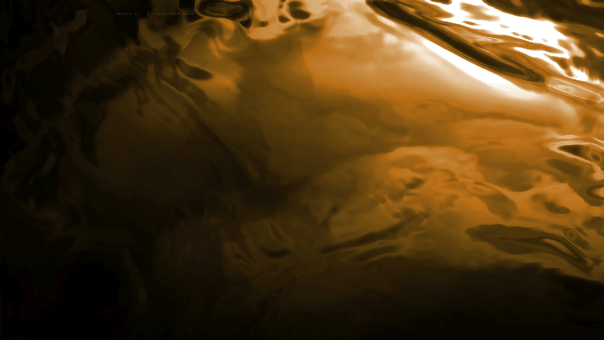 Abstract gold liquid with dark shadows HD Wallpaper