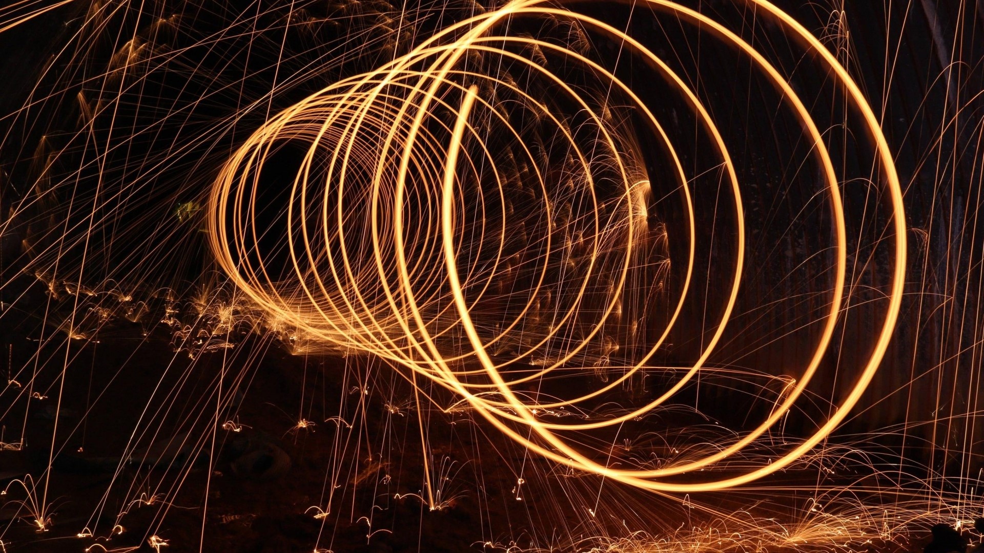 Steelwool light painting with sparks HD Wallpaper