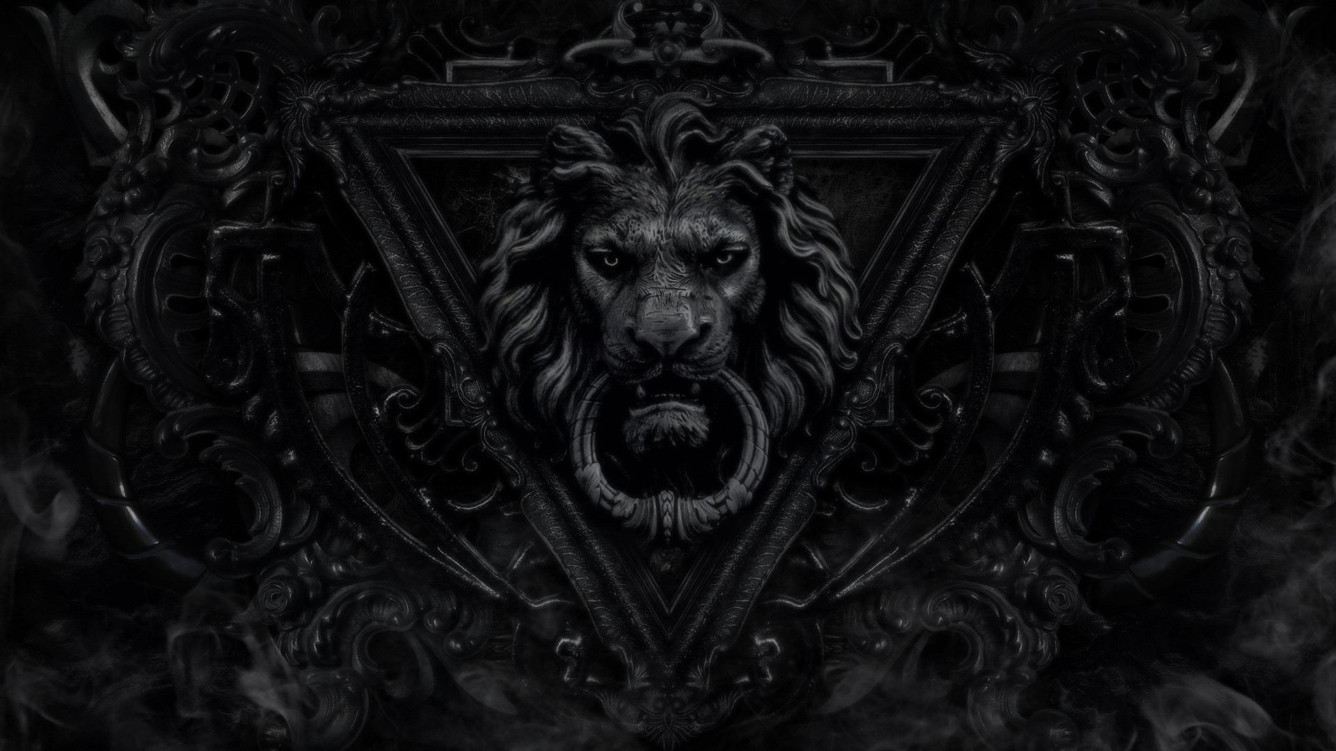Lion Door Knocker with Ornate Frame HD Wallpaper