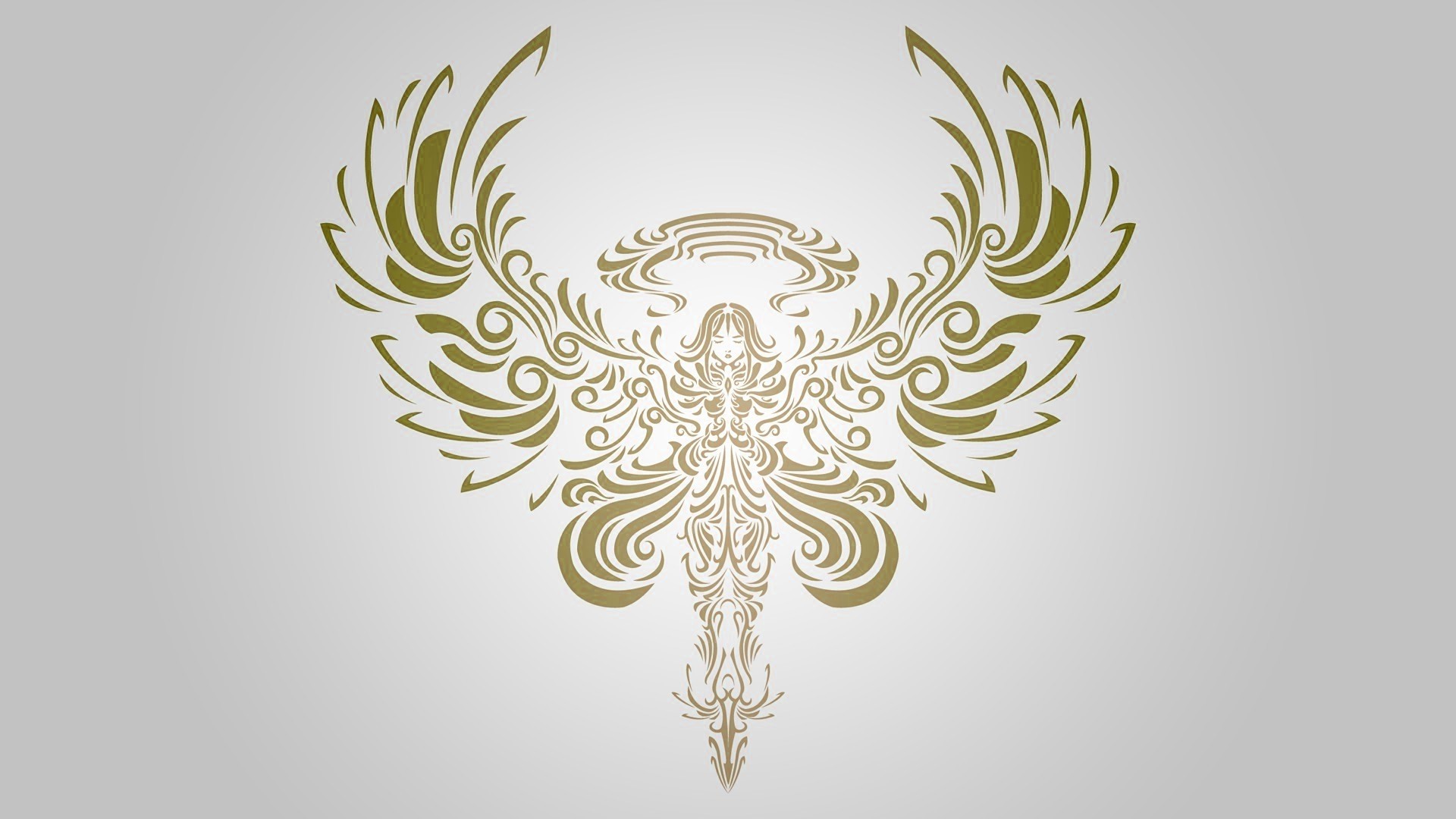 Stylistic Angel Tribal Design HD Wallpaper