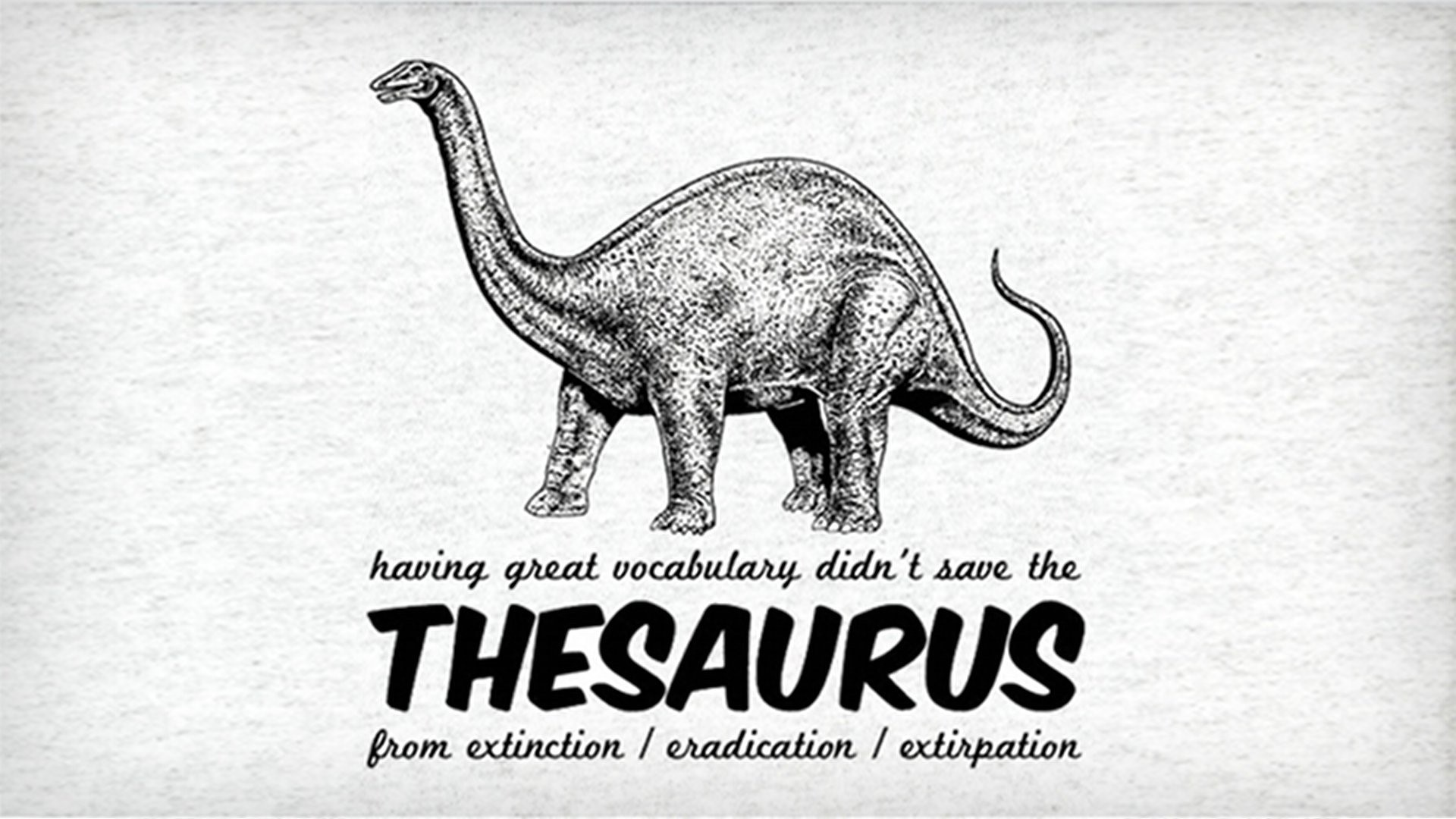 Thesaurus humor with dinosaur illustration HD Wallpaper
