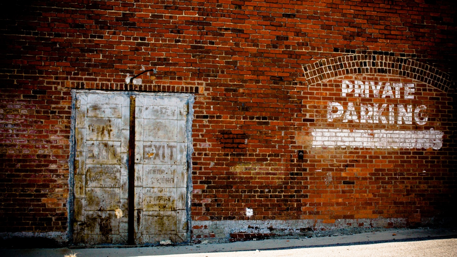 Private Parking Brick Wall with Exit Door HD Wallpaper