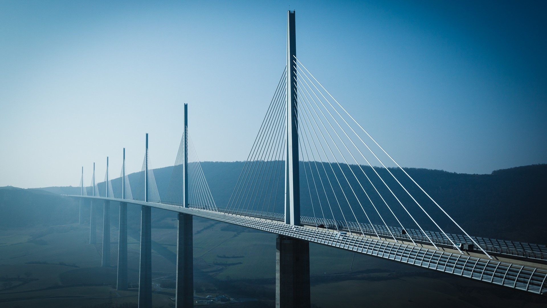 Millau Viaduct cable-stayed bridge HD Wallpaper