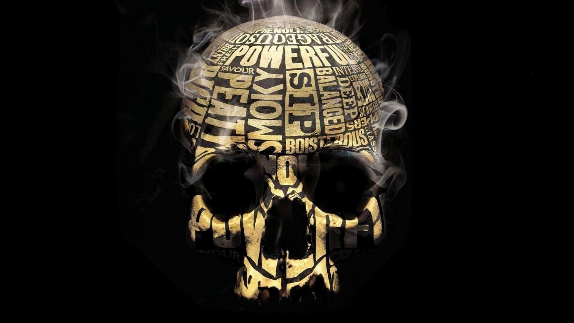 Typography Skull with Smoke HD Wallpaper