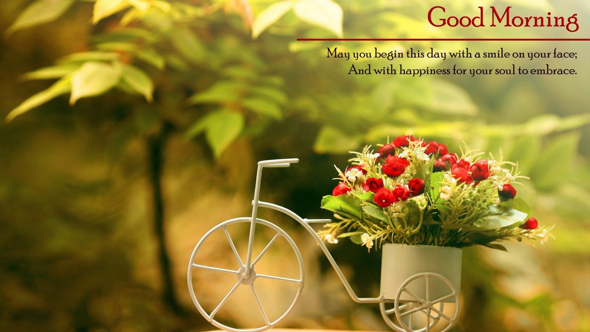 Good Morning Wish Quote with Flowers HD Wallpaper