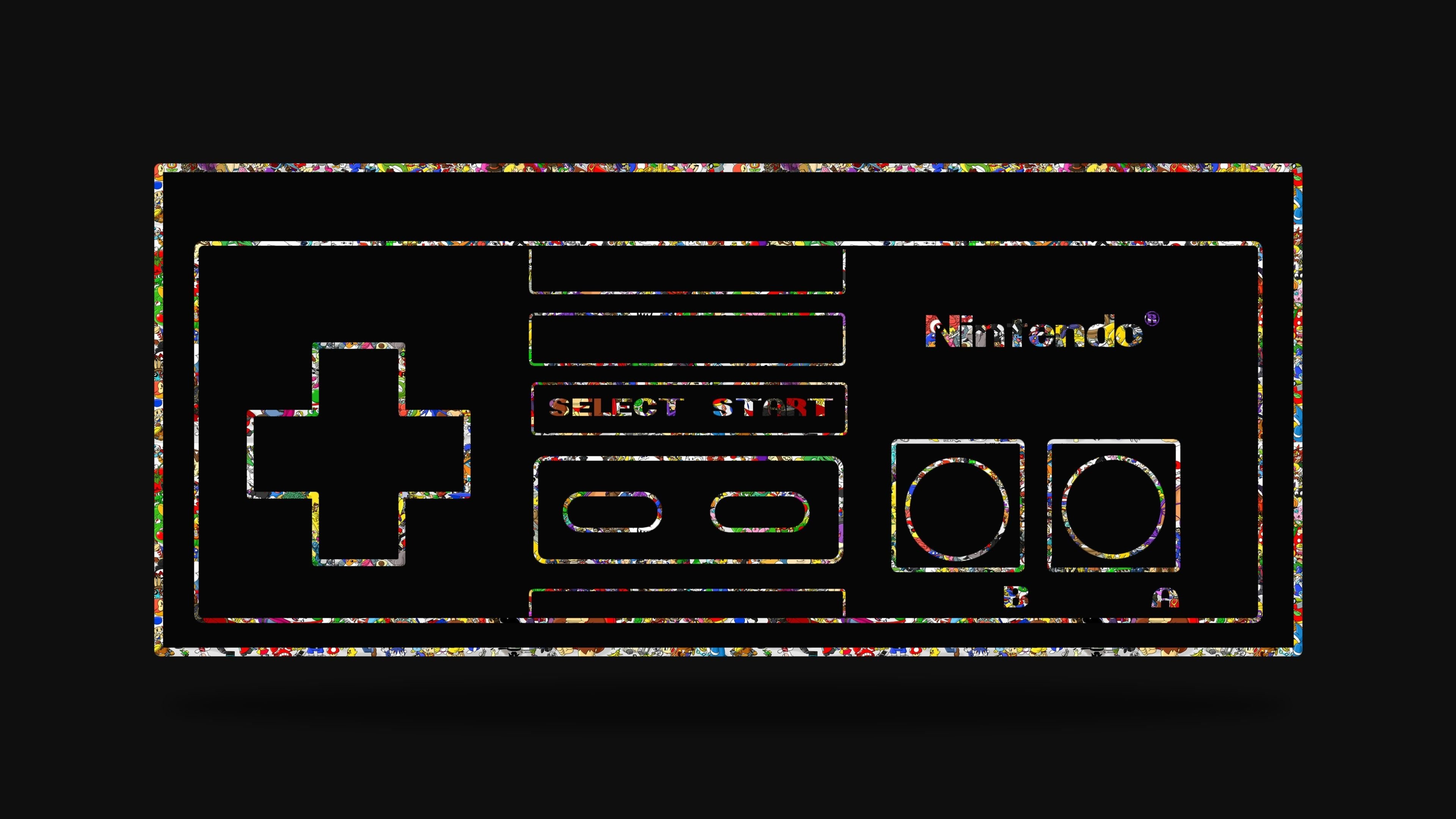 4K Nintendo Controller with Colorful Pixelated Outline HD Wallpaper