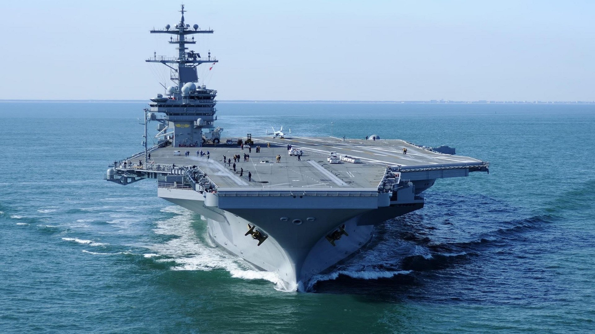 USS George H.W. Bush aircraft carrier at sea HD Wallpaper