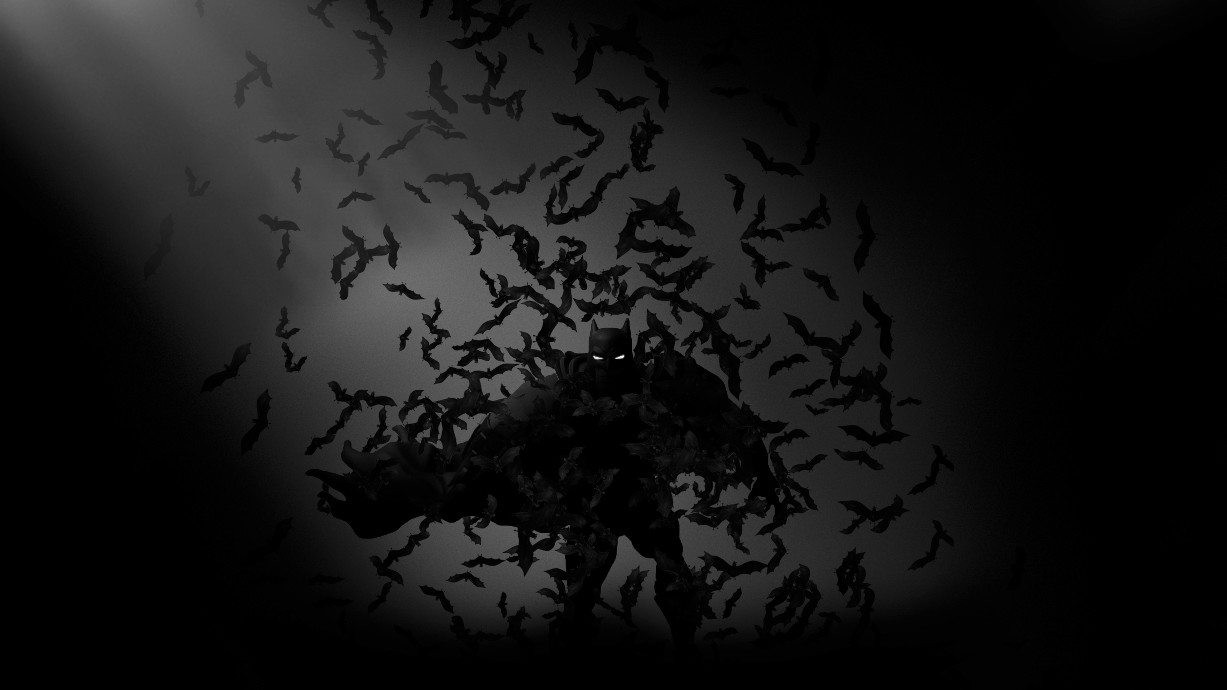 Batman surrounded by bats in 4K HD Wallpaper
