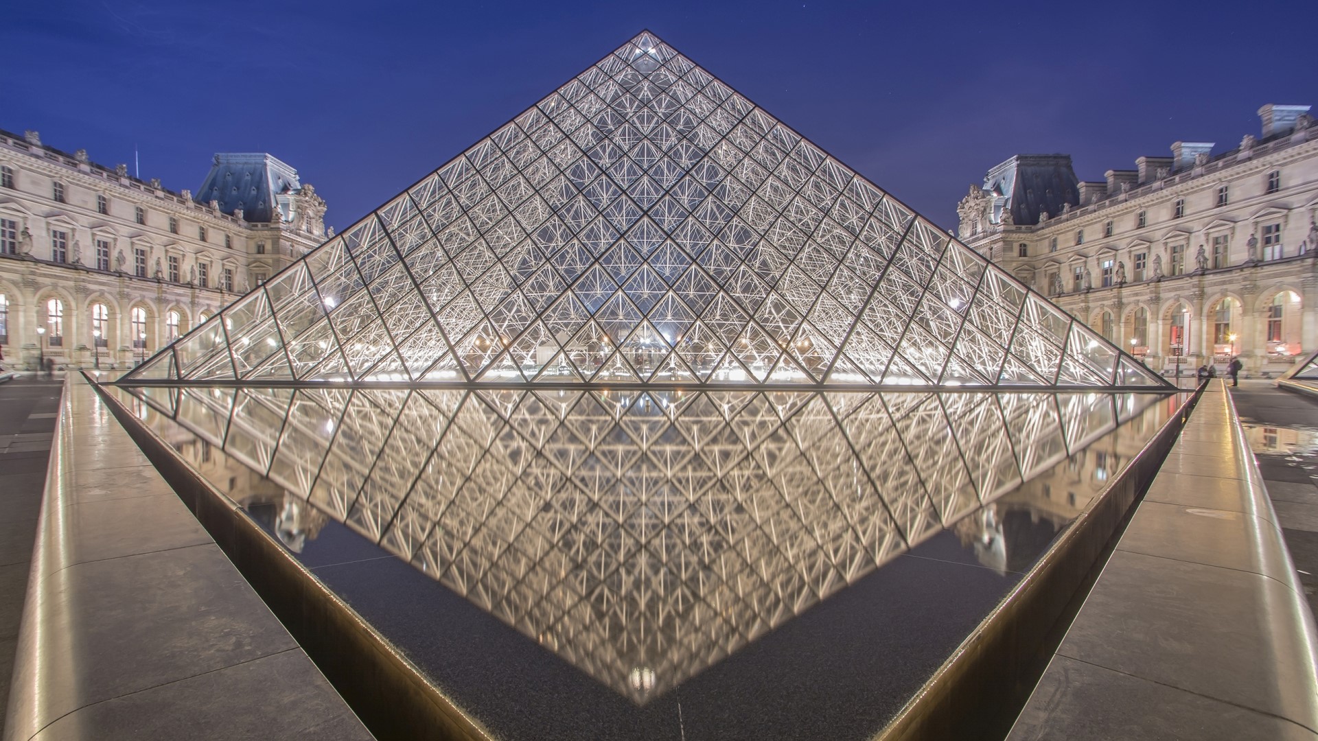 The Louvre Pyramid at Night HD Wallpaper