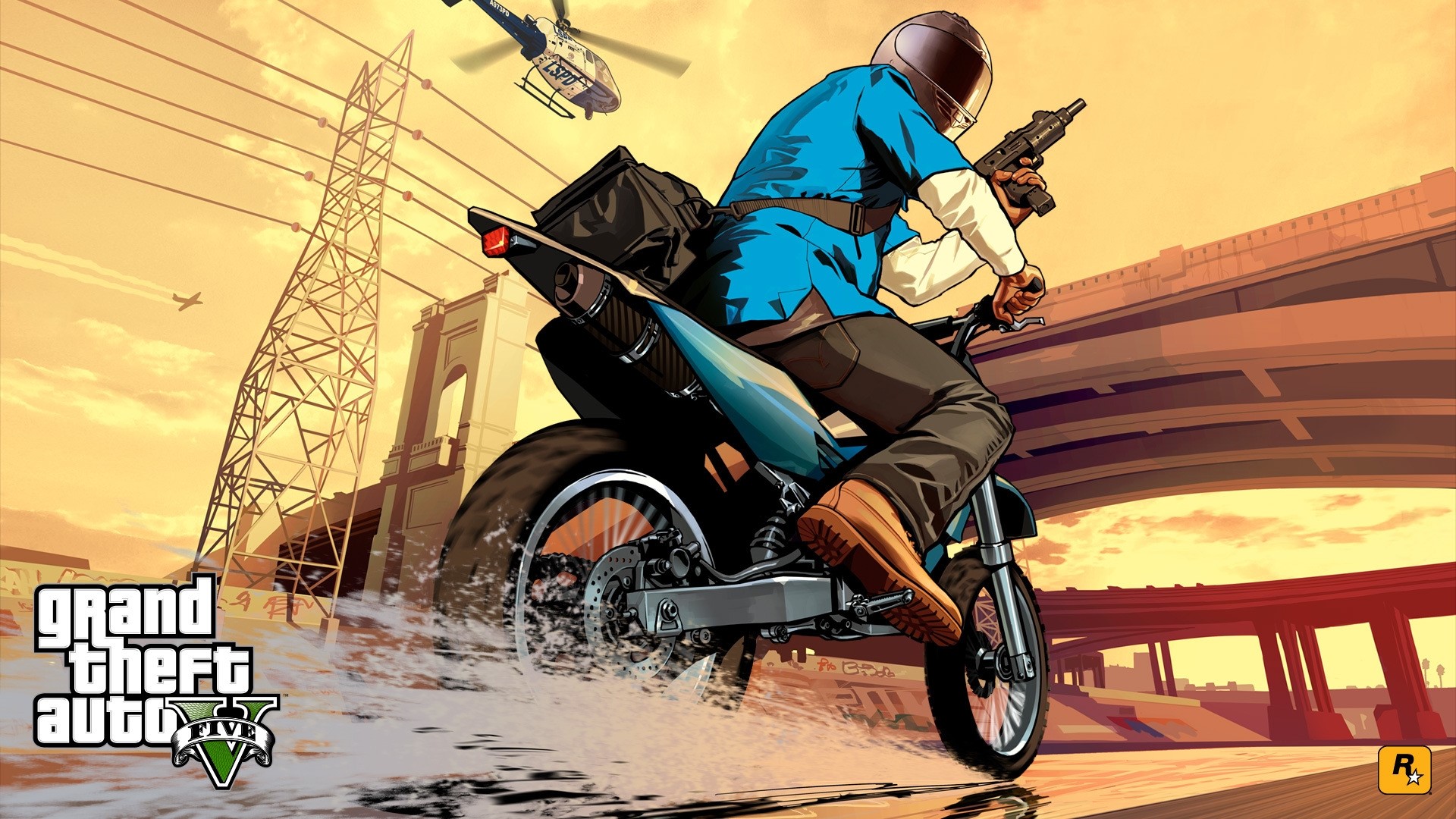 Franklin Clinton on a motorcycle in Grand Theft Auto V HD Wallpaper