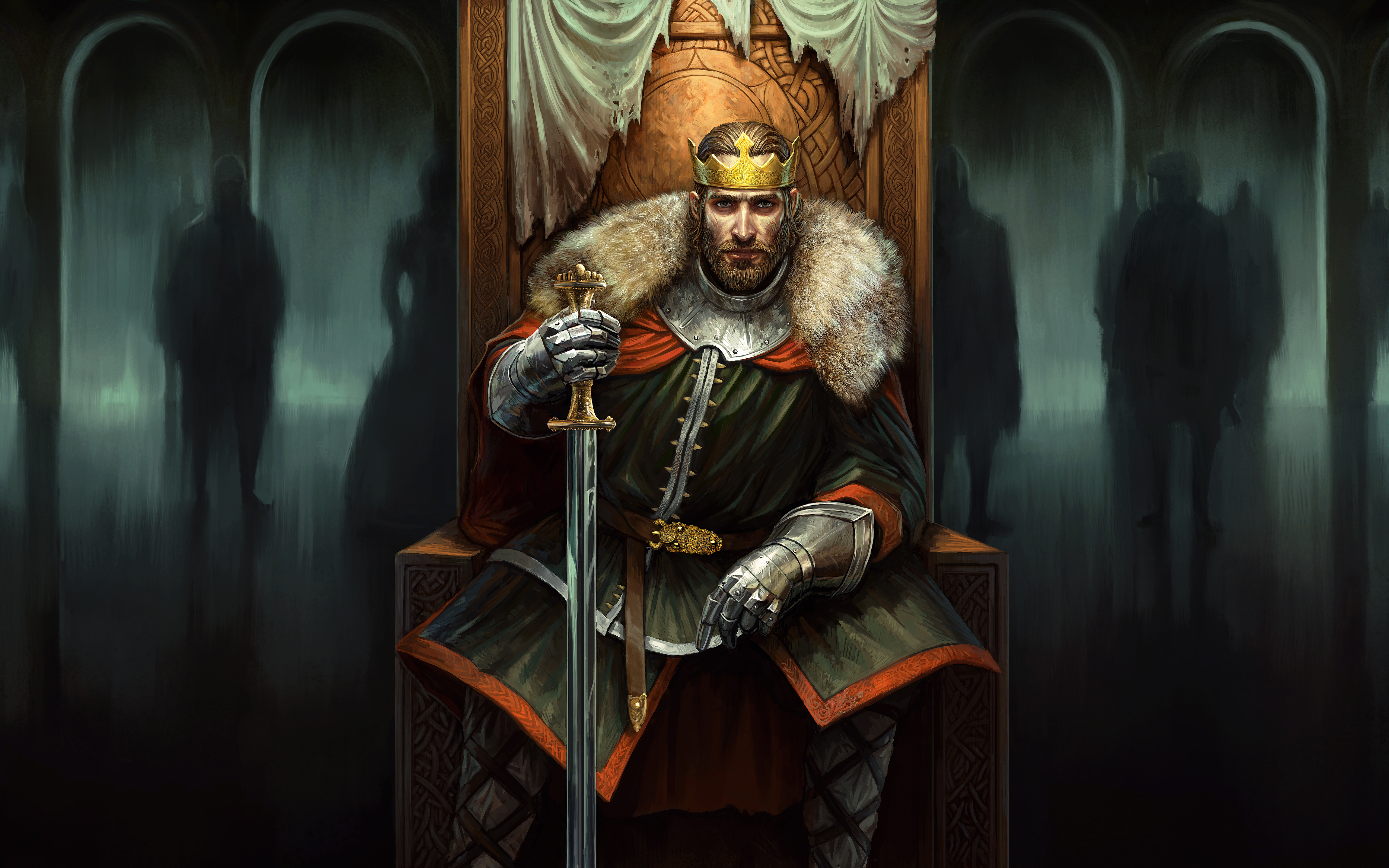 King on Throne with Sword in Total War Battles: KINGDOM HD Wallpaper
