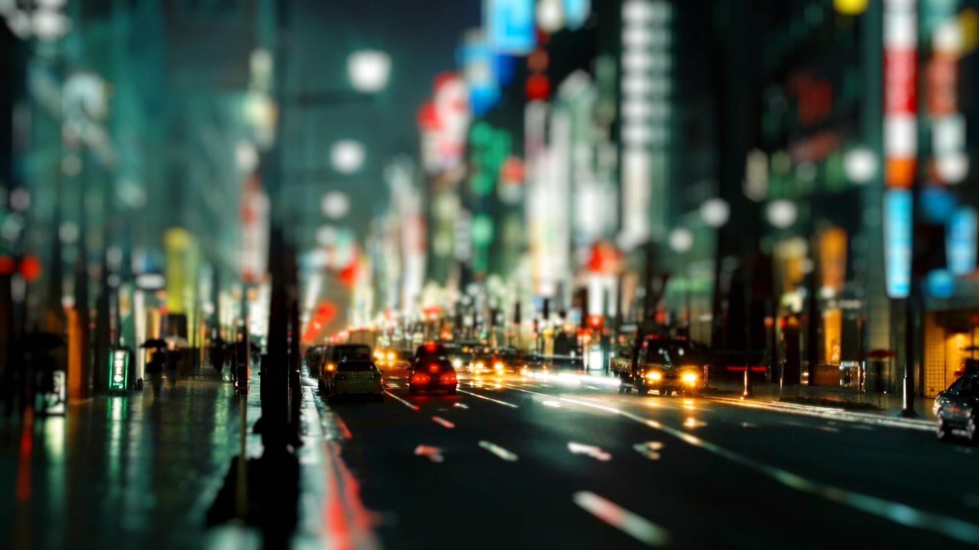 Tilt Shift Cityscape at Night HD Wallpaper
