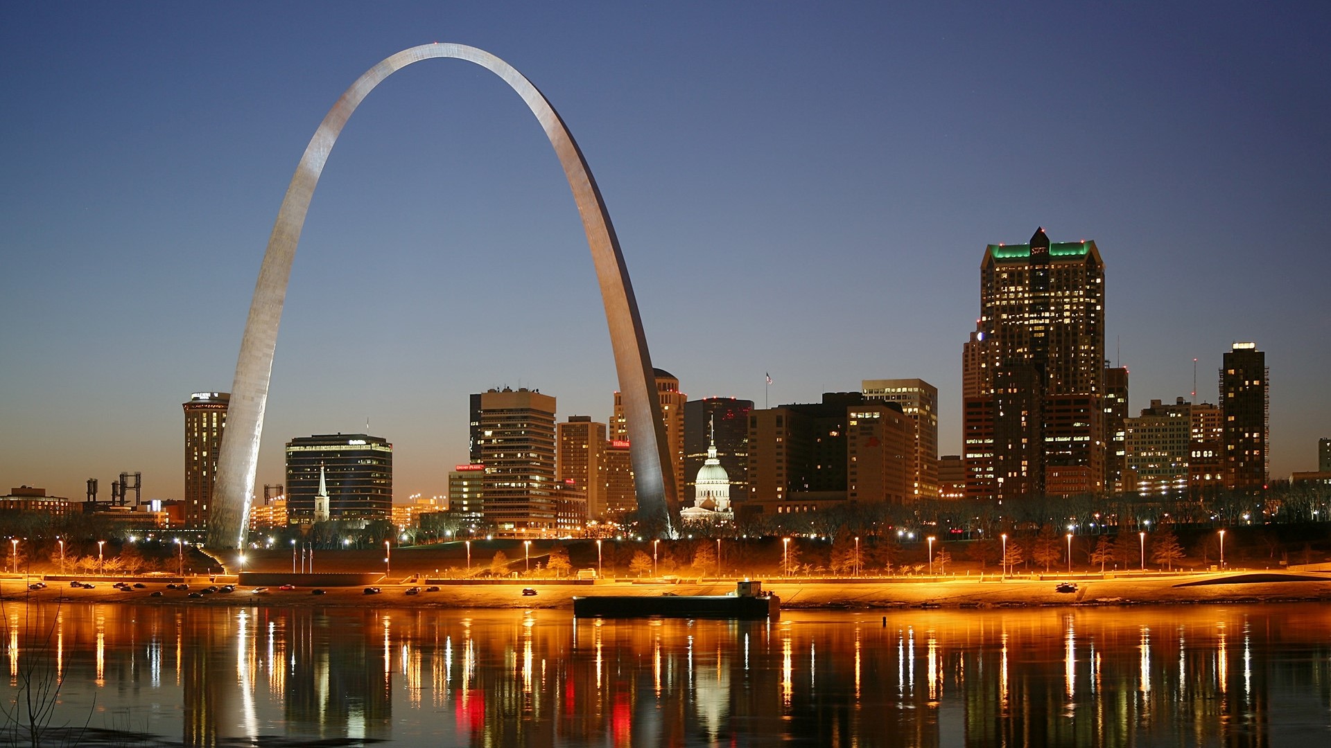 Gateway Arch National Park at night HD Wallpaper