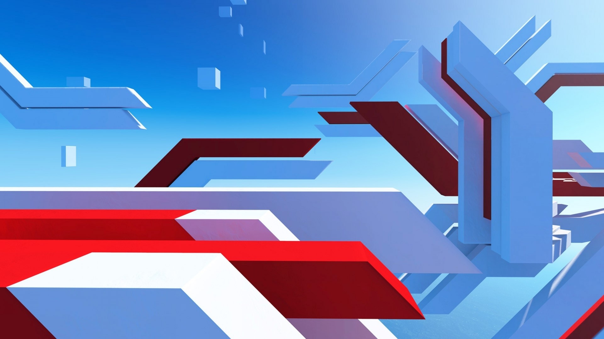 Abstract geometric shapes in blue and red HD Wallpaper