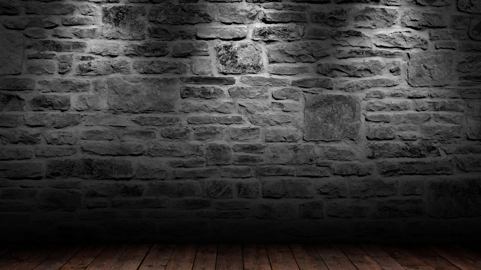 Stone wall and wooden floor HD Wallpaper