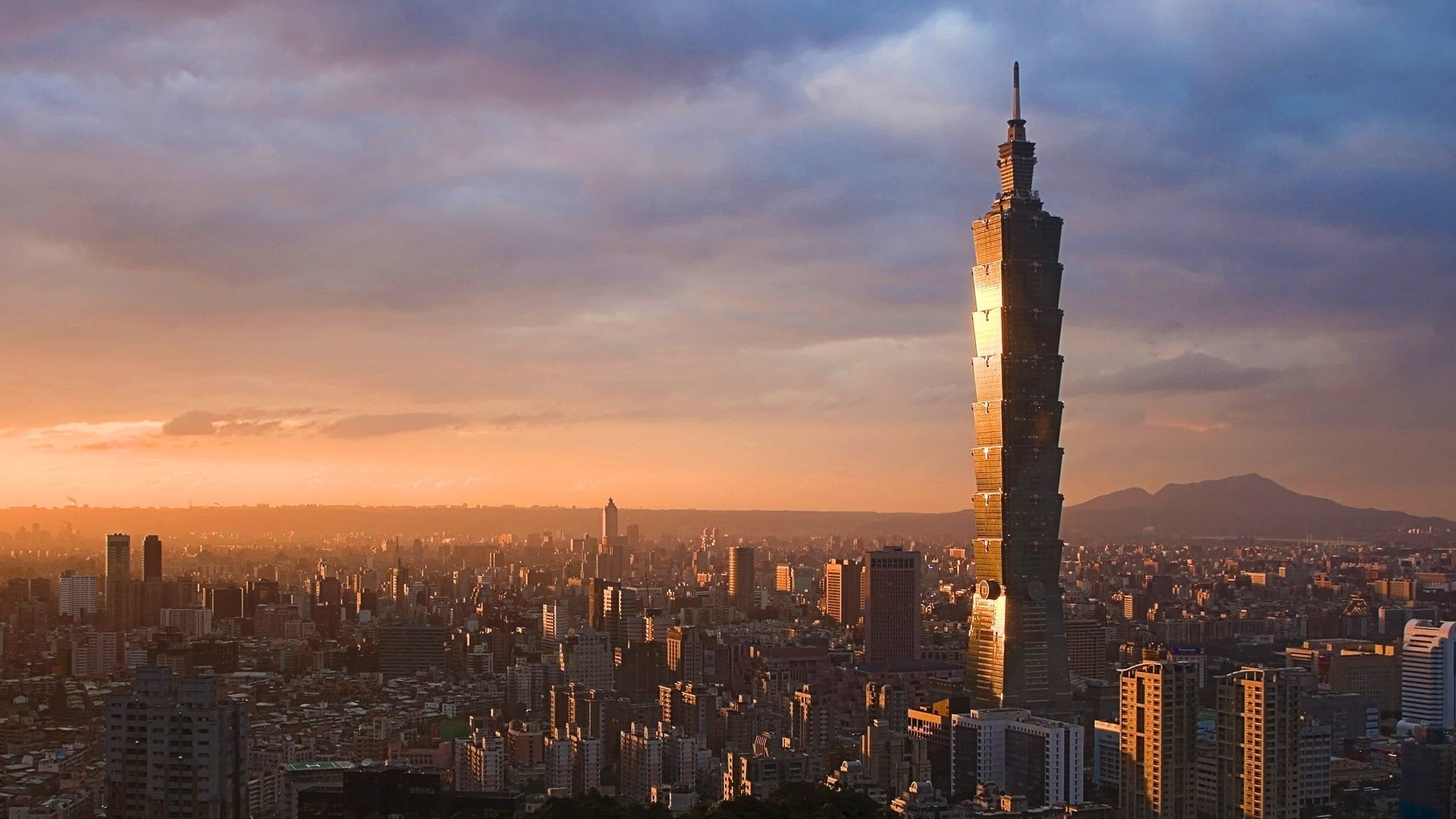 Taipei Cityscape at Sunset HD Wallpaper