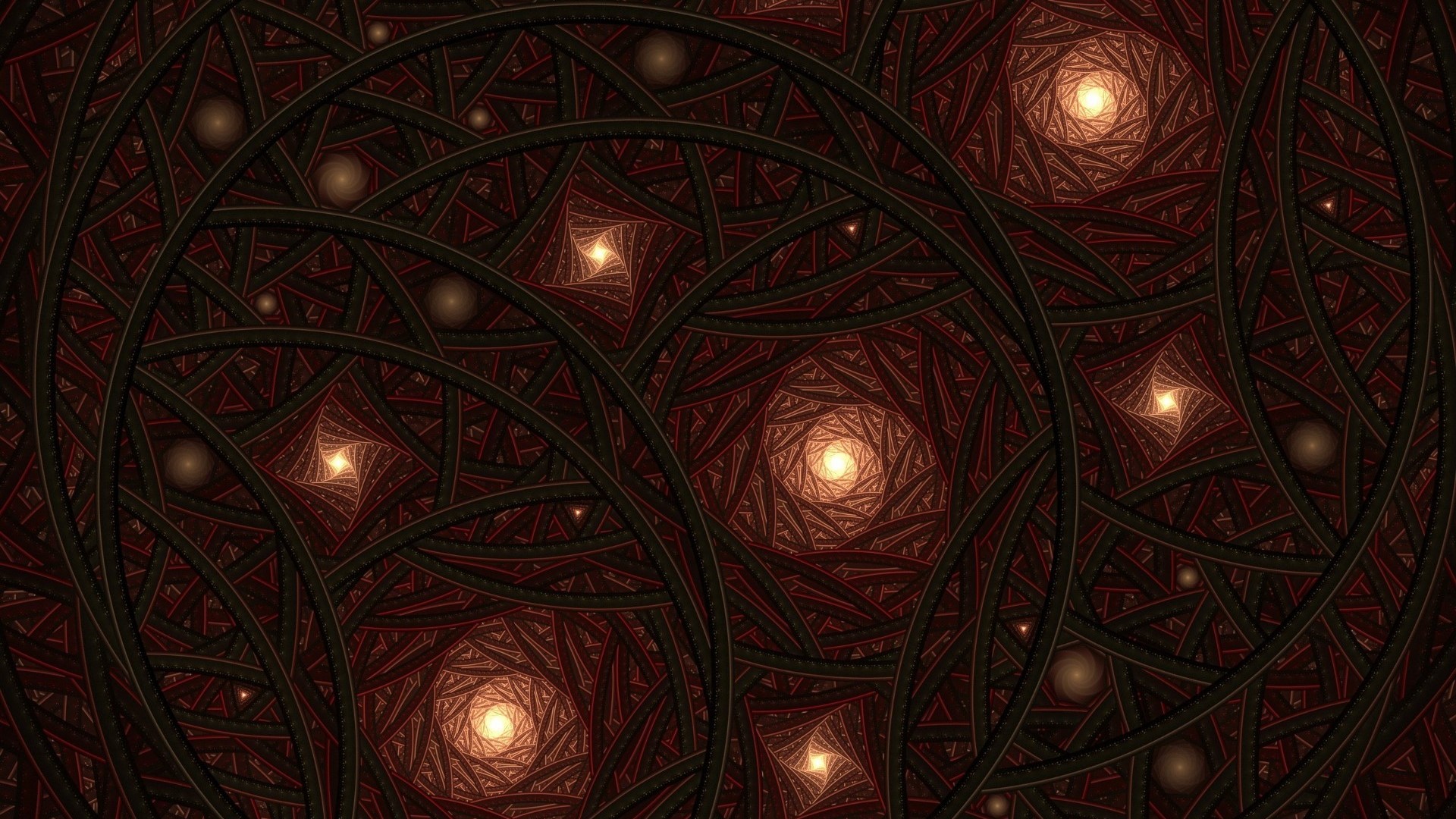Fractal pattern with red and brown spirals HD Wallpaper
