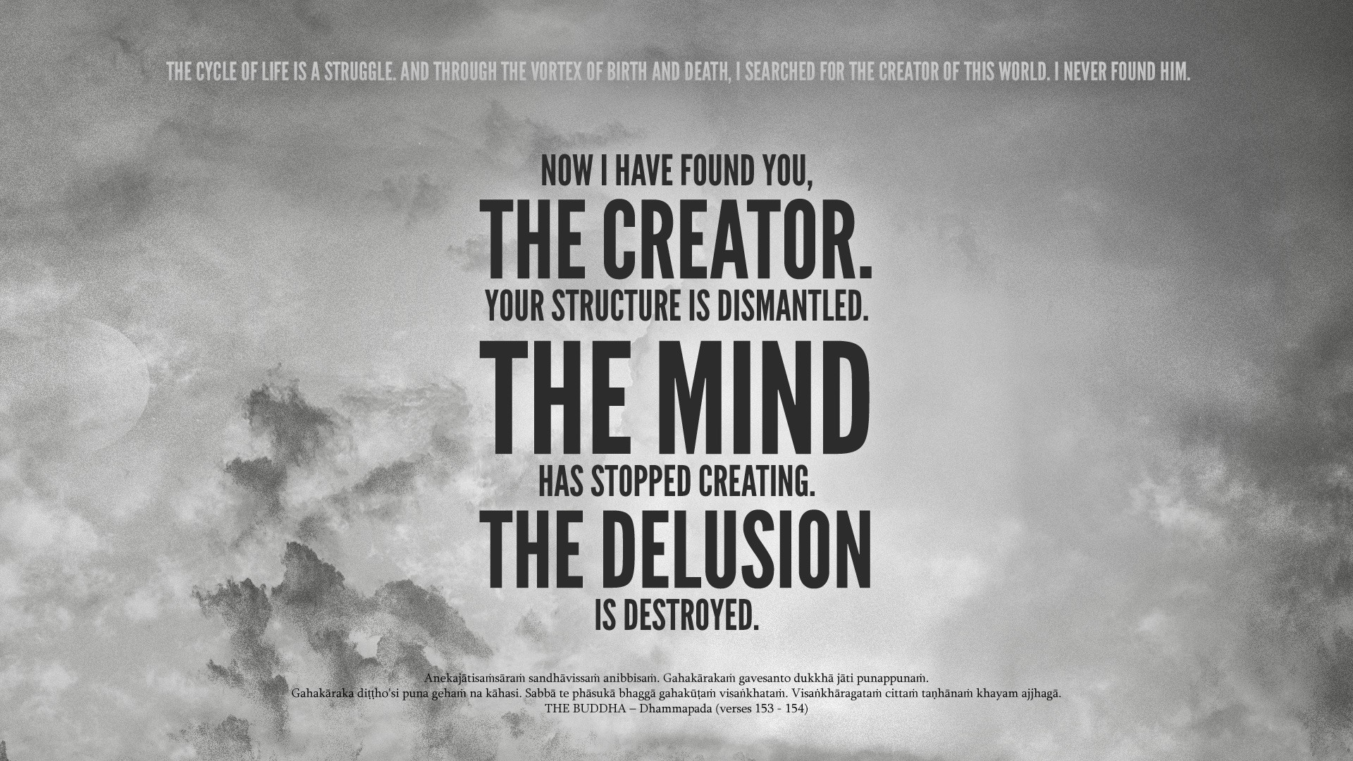 The Buddha Dhammapada Quotes on Creator and Mind HD Wallpaper