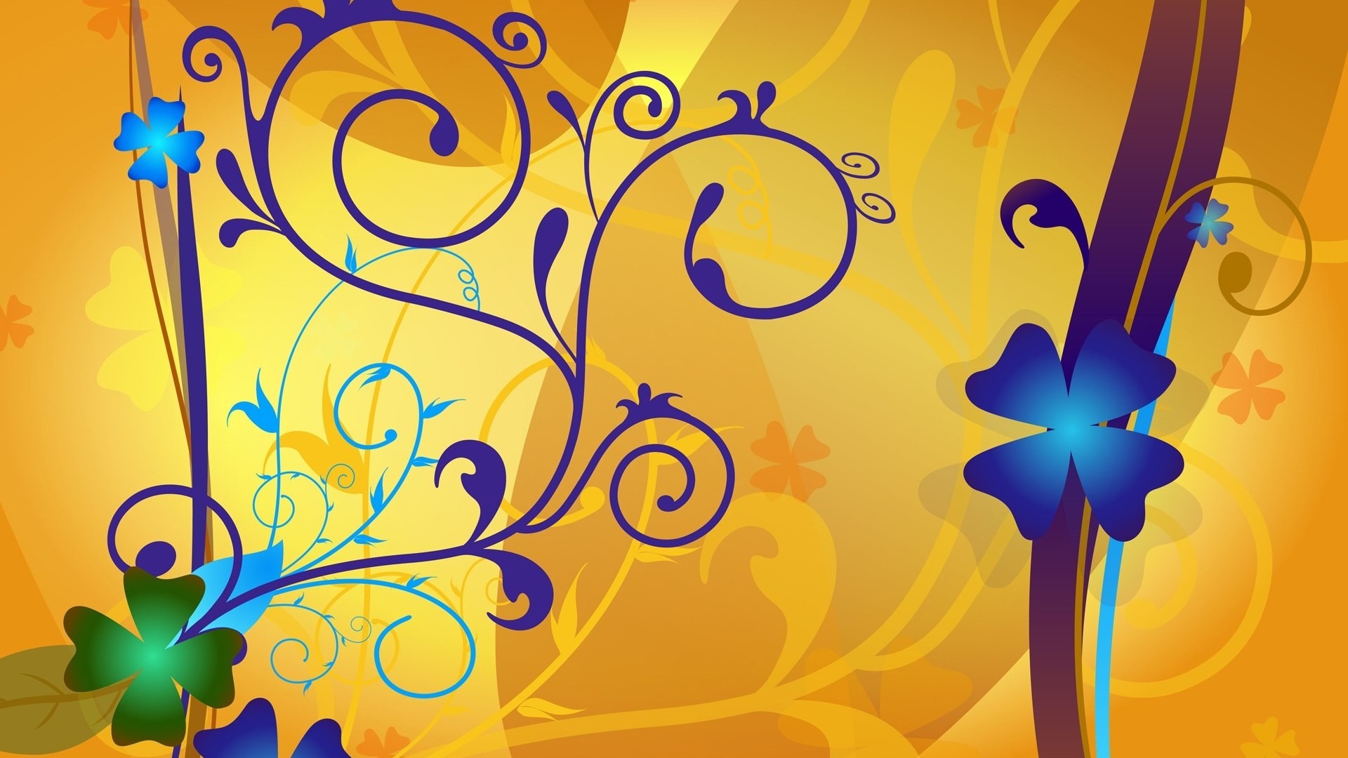 Floral Design with Swirls and Flowers HD Wallpaper