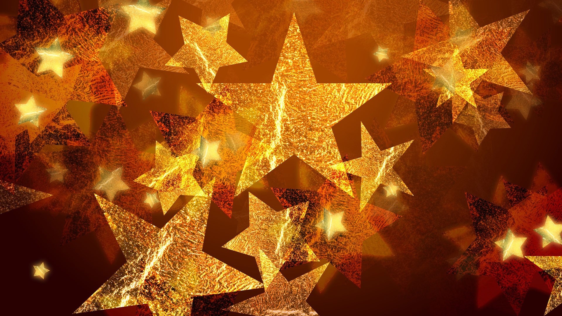 Golden stars on a dark background HD Wallpaper