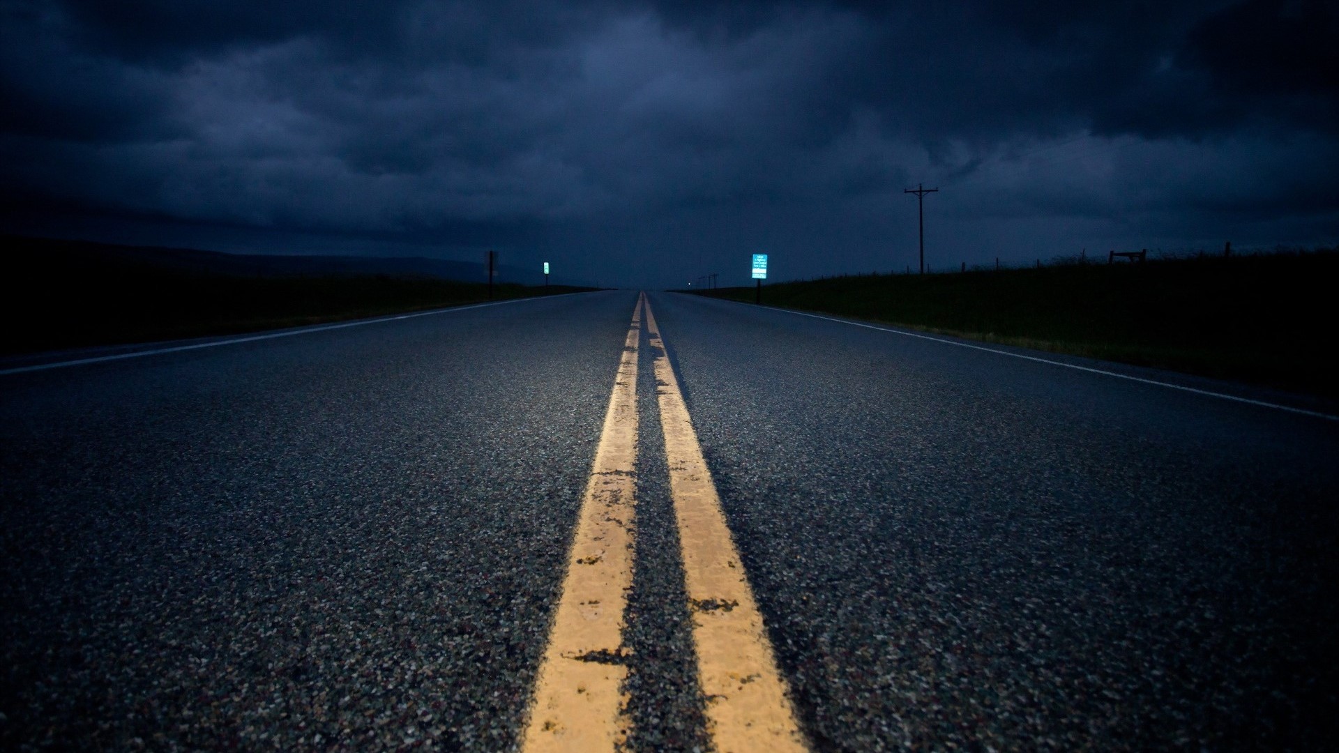 Dark Highway at Night HD Wallpaper