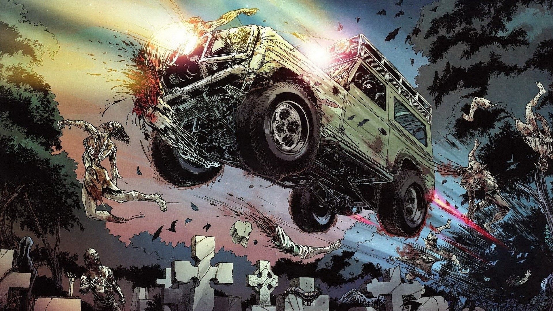Danger Girl Comic: Zombies and a Car Crash HD Wallpaper
