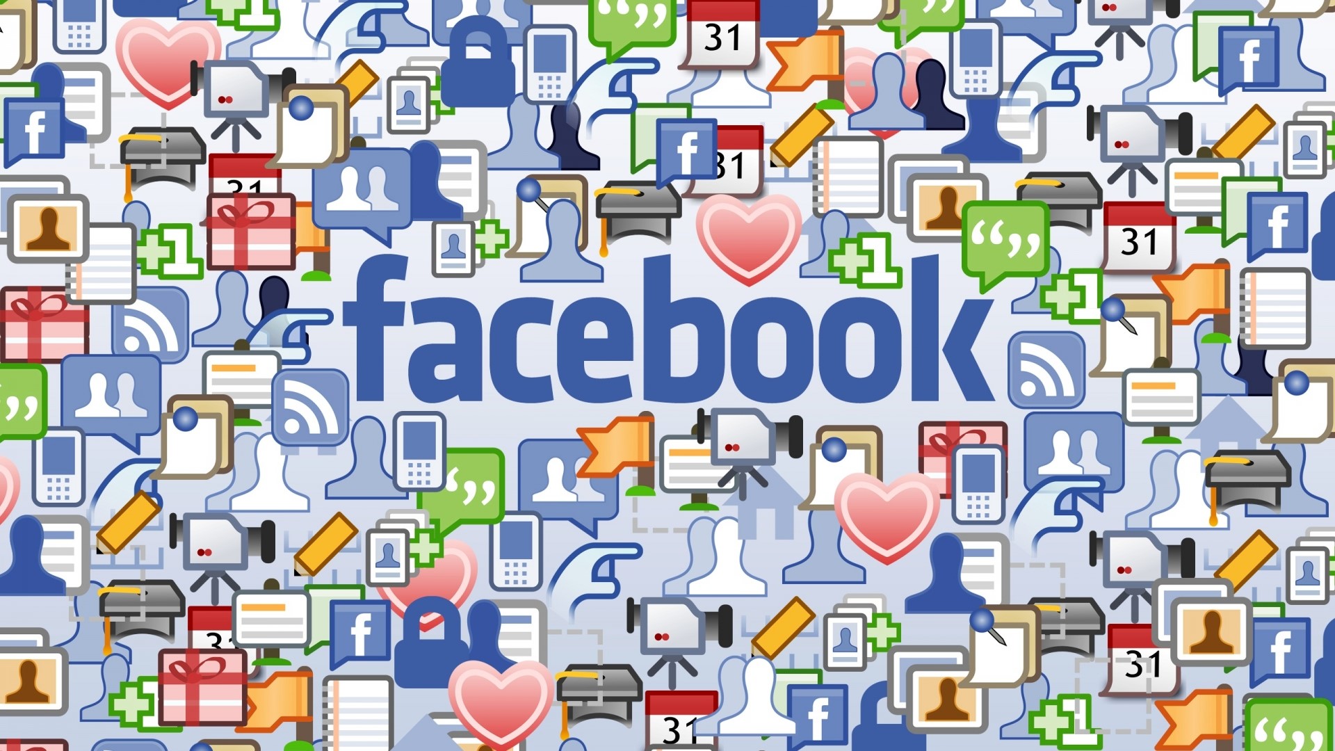 Facebook logo with social media icons HD Wallpaper