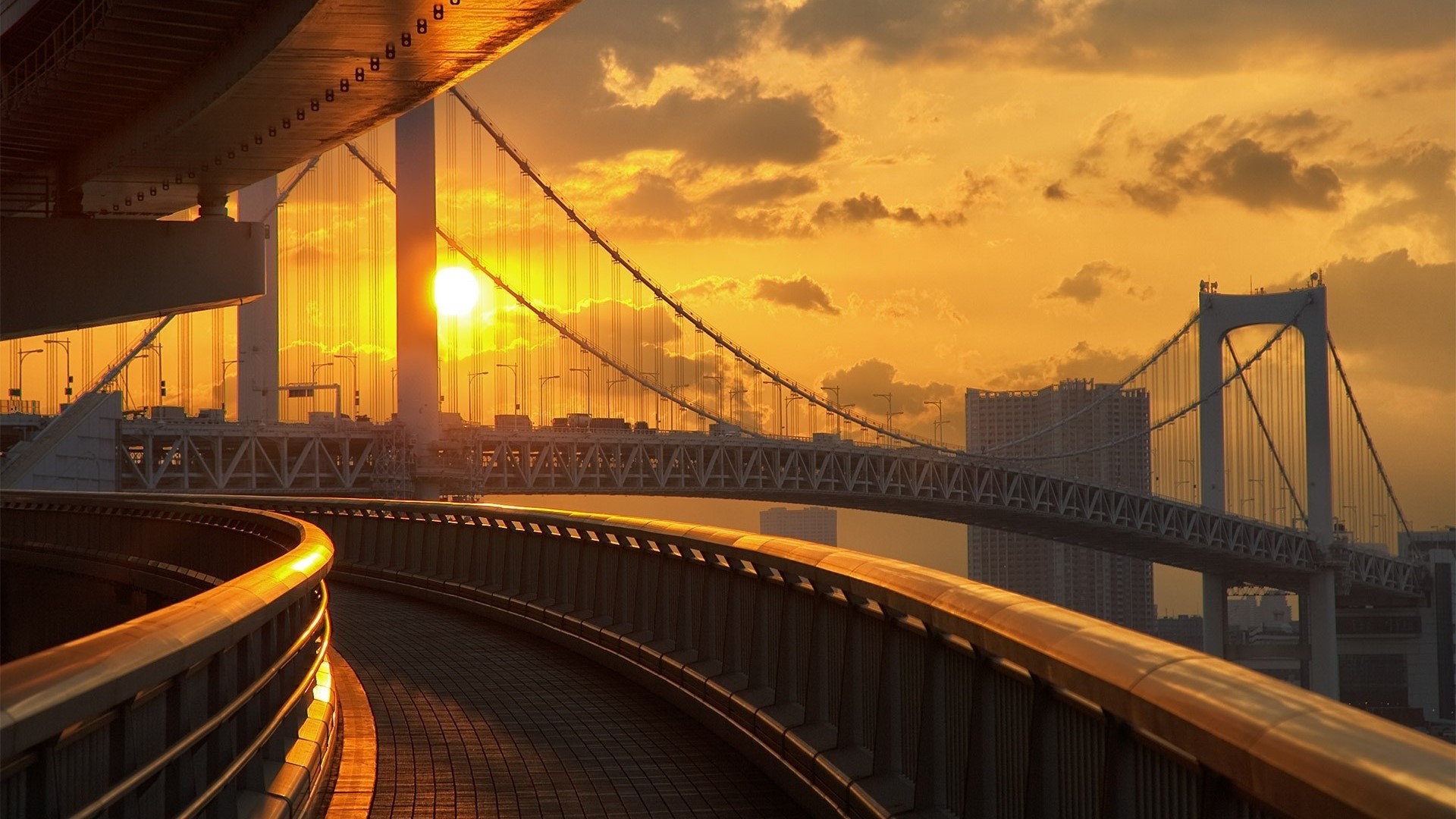 Rainbow Bridge Tokyo at Sunset HD Wallpaper