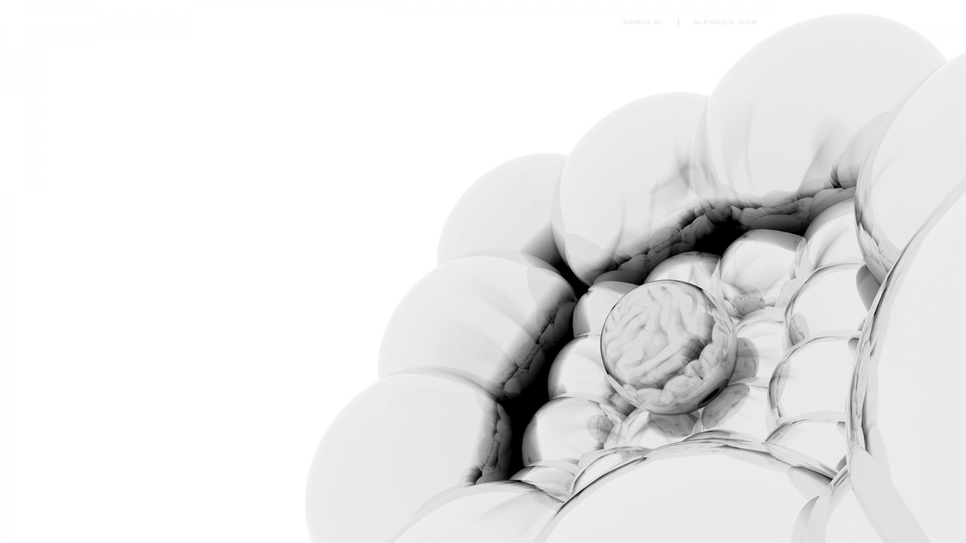 Glass spheres with a brain in the center HD Wallpaper
