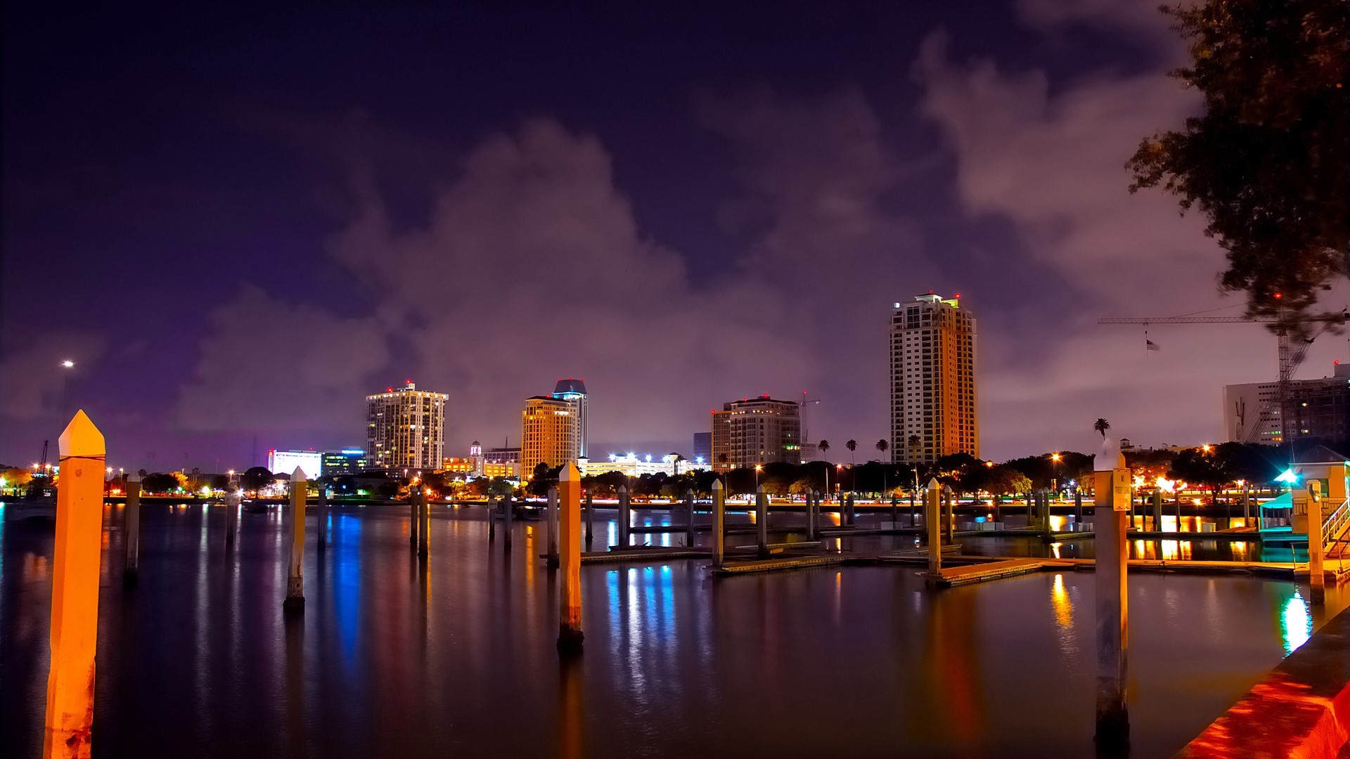 Saint Petersburg skyline at night over water HD Wallpaper