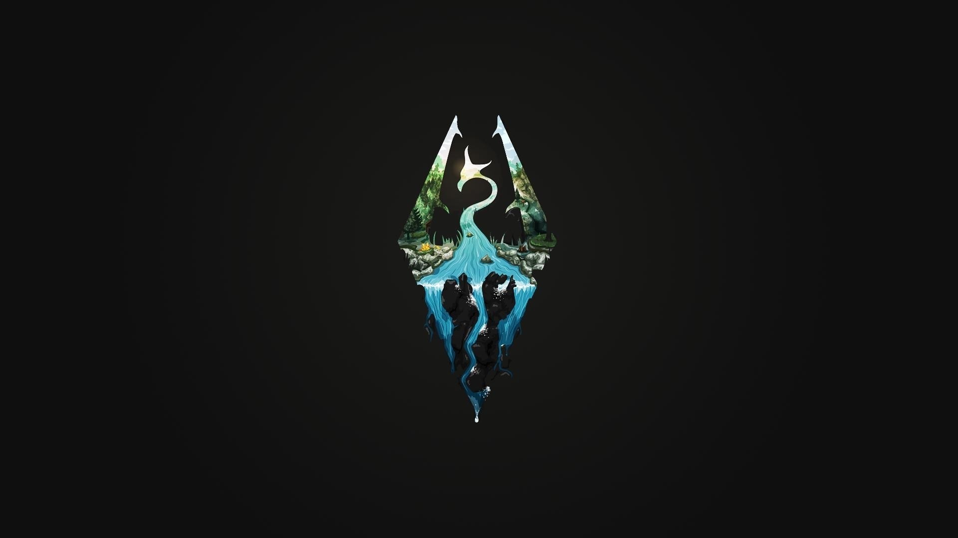 The Elder Scrolls V: Skyrim Logo with Landscape HD Wallpaper