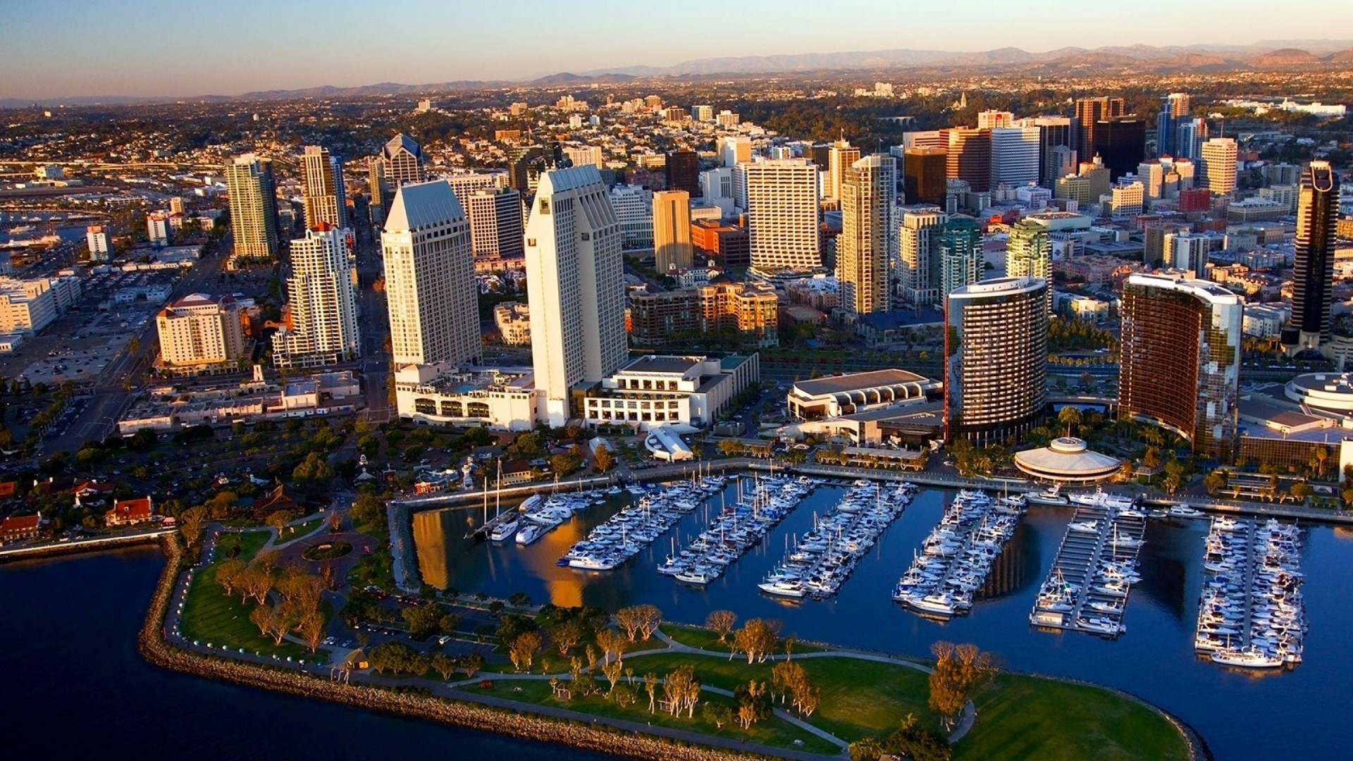 San Diego California Skyline and Marina HD Wallpaper