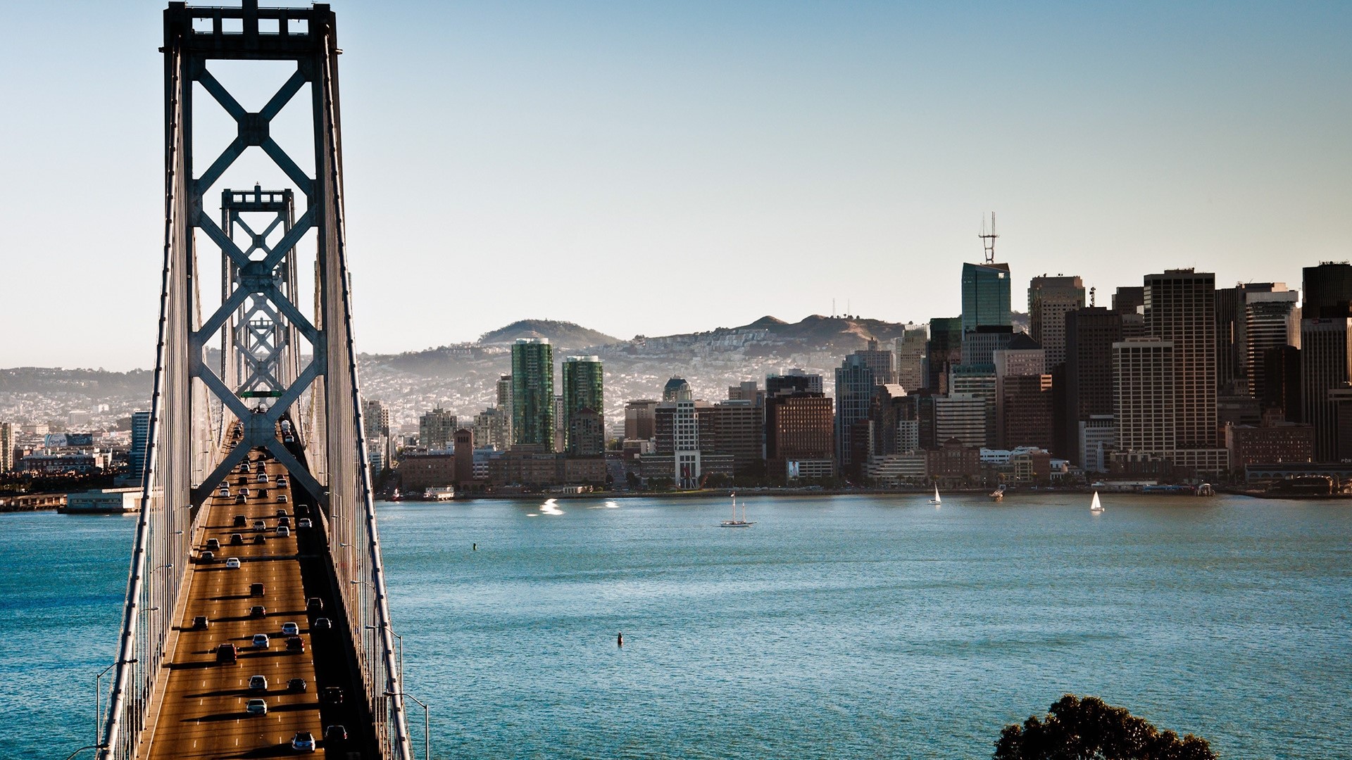 Oakland Bay Bridge and San Francisco Skyline HD Wallpaper