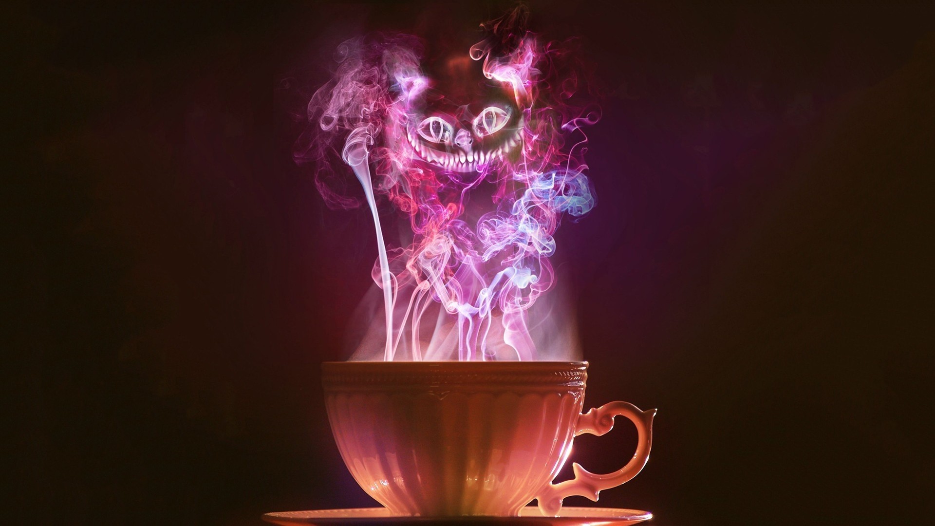 Cheshire Cat Smoke from a Teacup HD Wallpaper