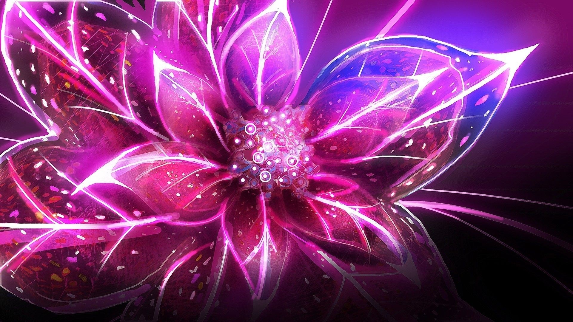 Abstract glowing purple flower HD Wallpaper