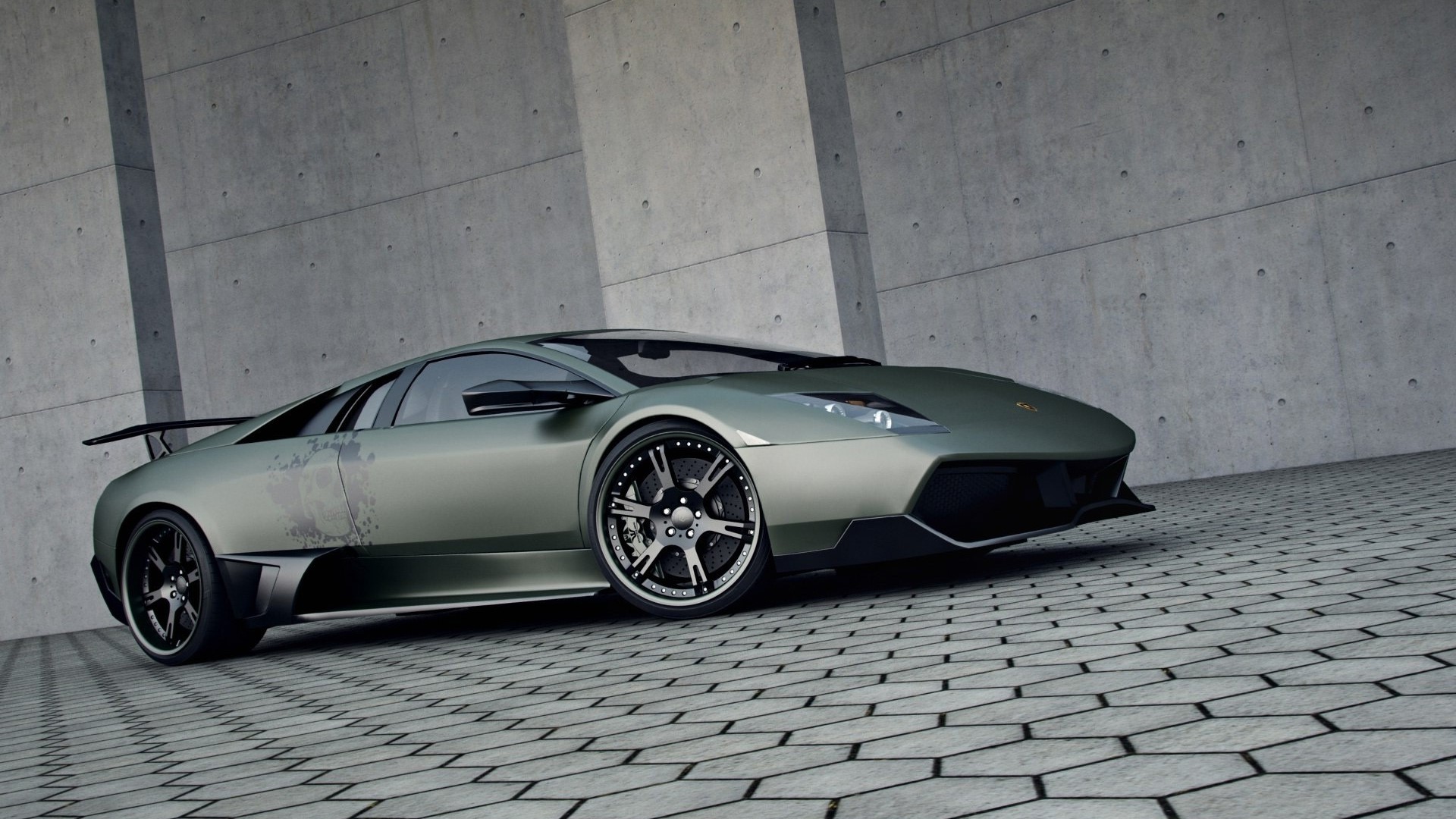 Silver Lamborghini with Spoiler HD Wallpaper