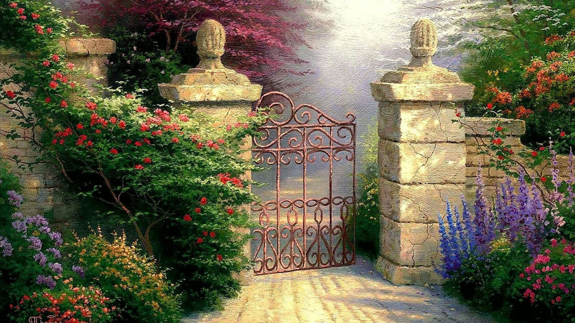 The Open Gate Garden Entrance HD Wallpaper